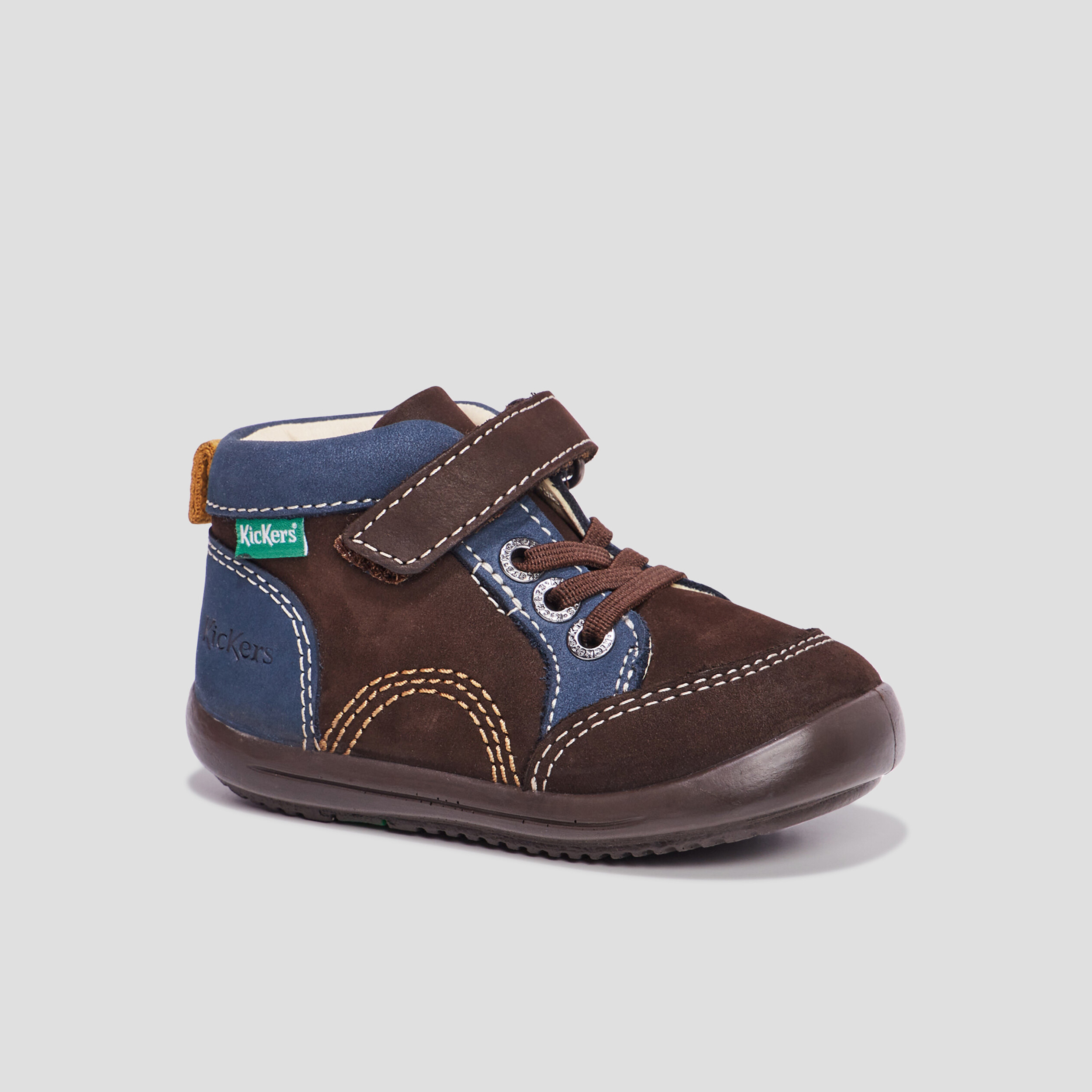 Bottillons en cuir Kickers Kinoe marron bébé garçon