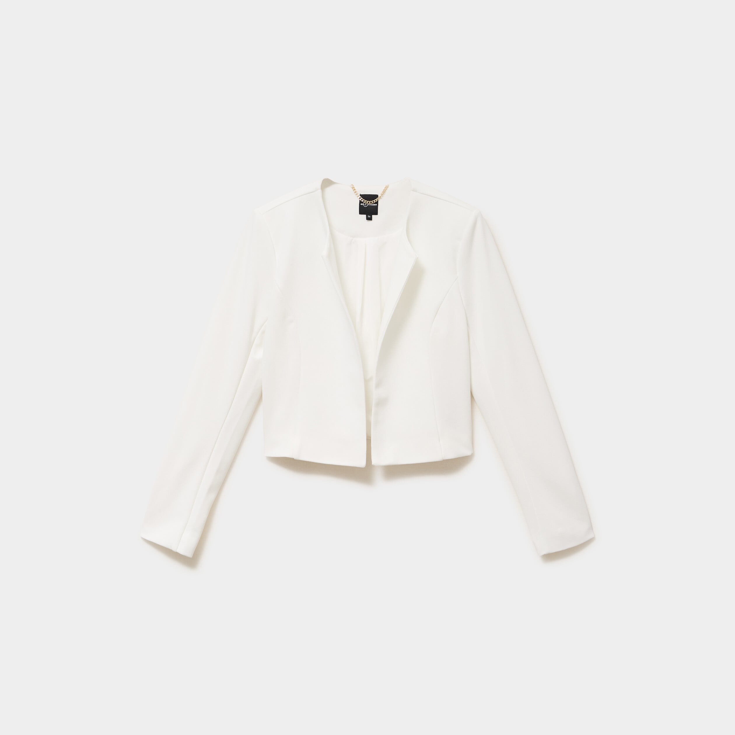 Veste bol&eacute;ro courte ajust&eacute;e blanc femme
