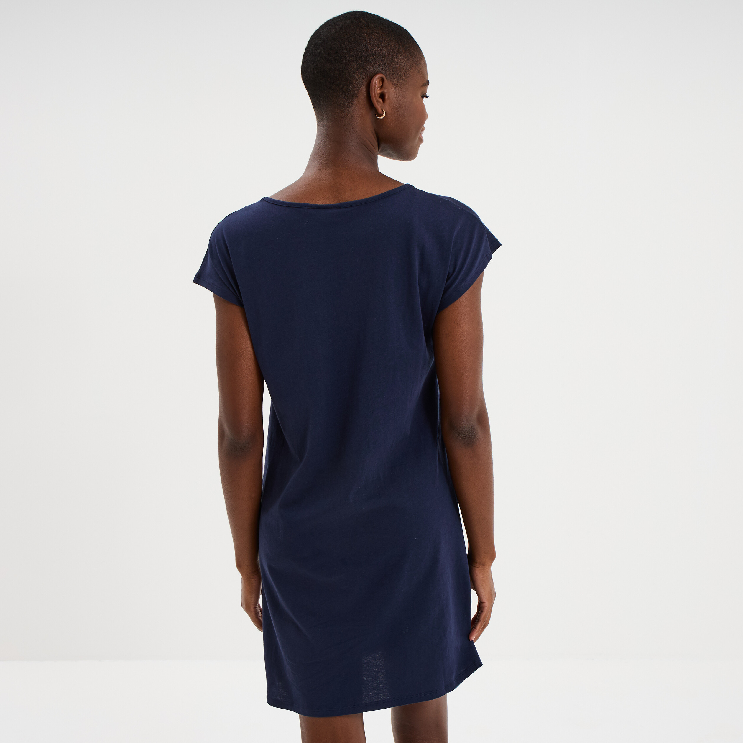 Chemise de nuit manches courtes Stitch bleu marine femme