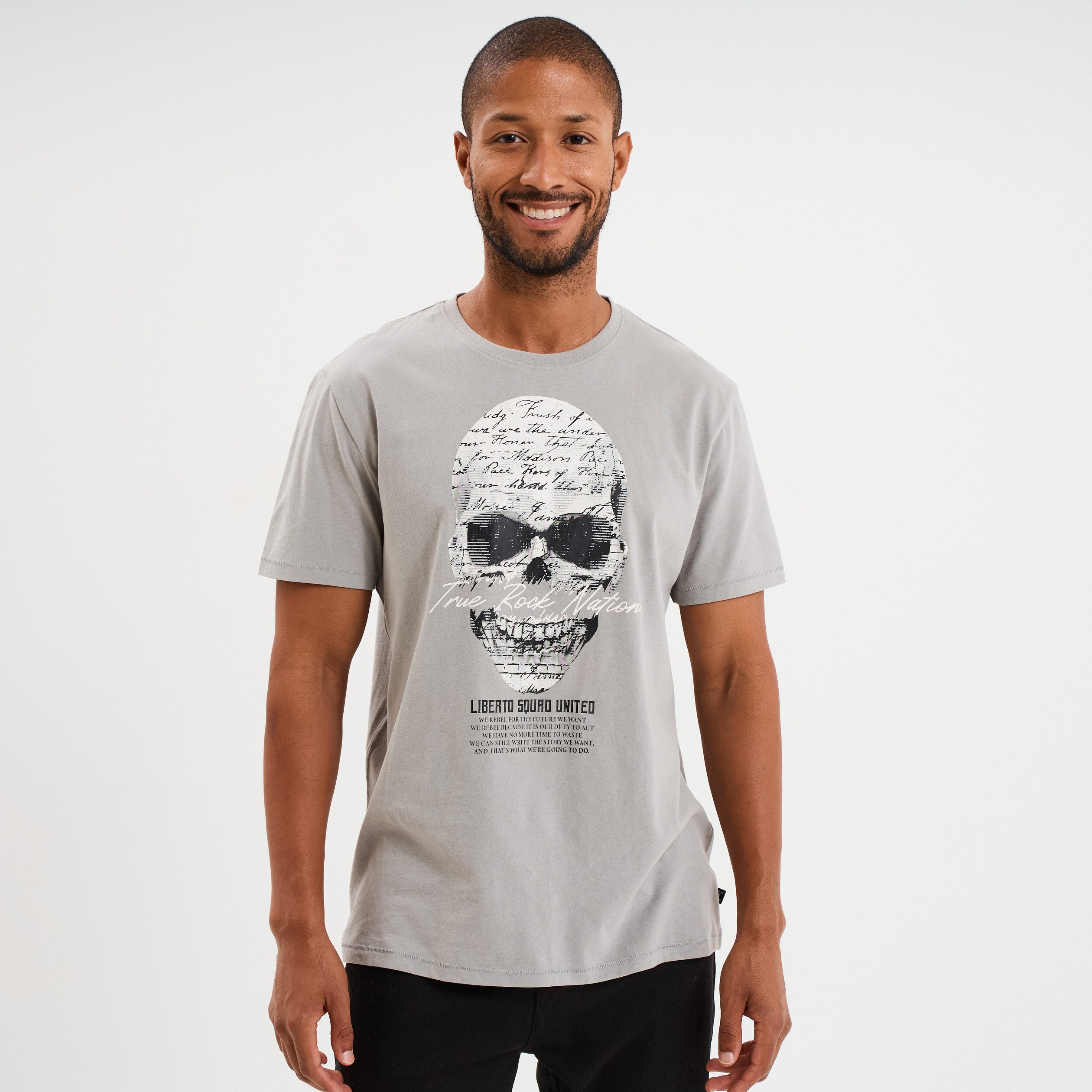 t shirt col rond manches courtes coton gris homme T-shirt col rond manches courtes coton gris homme