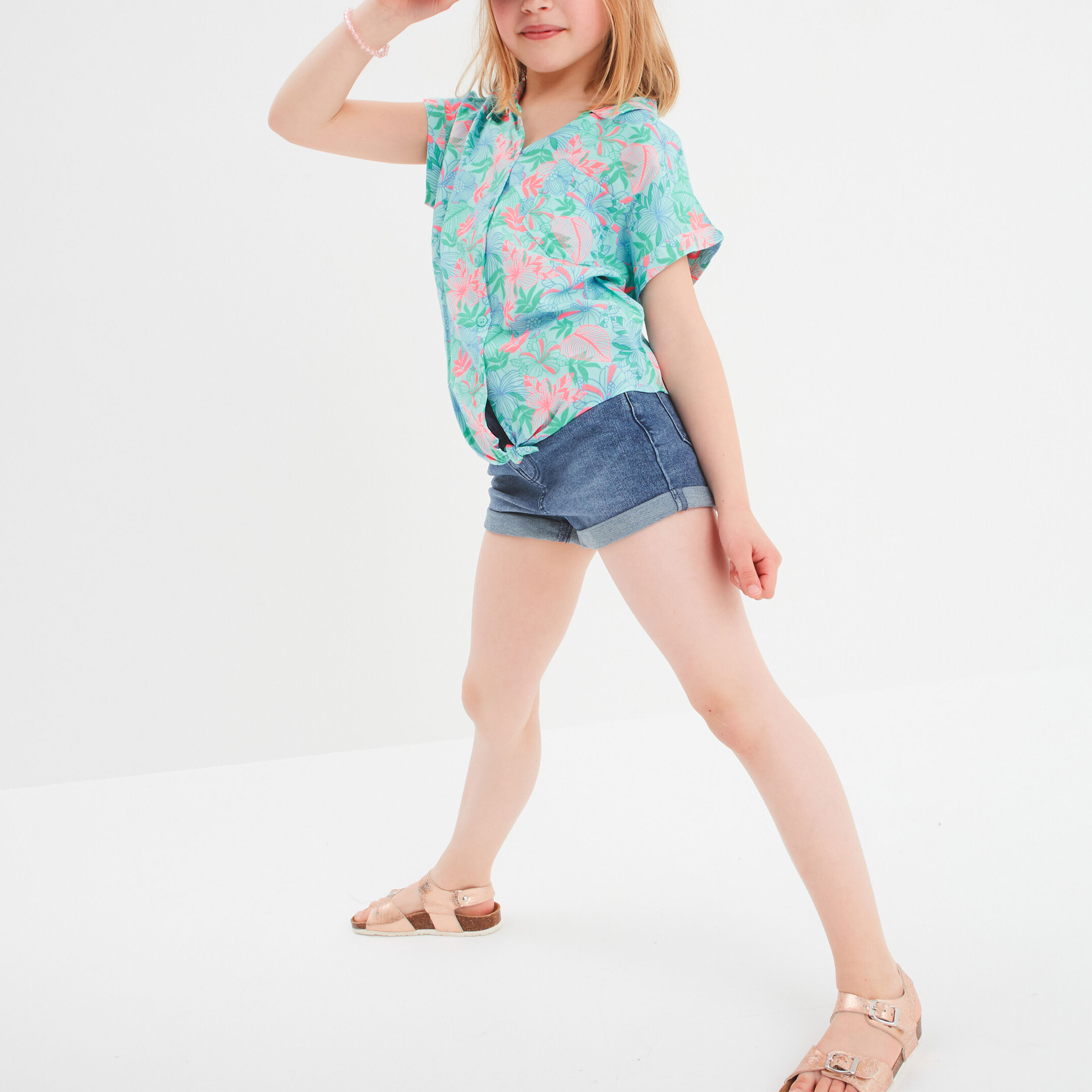 Short en jean denim poches denim stone fille