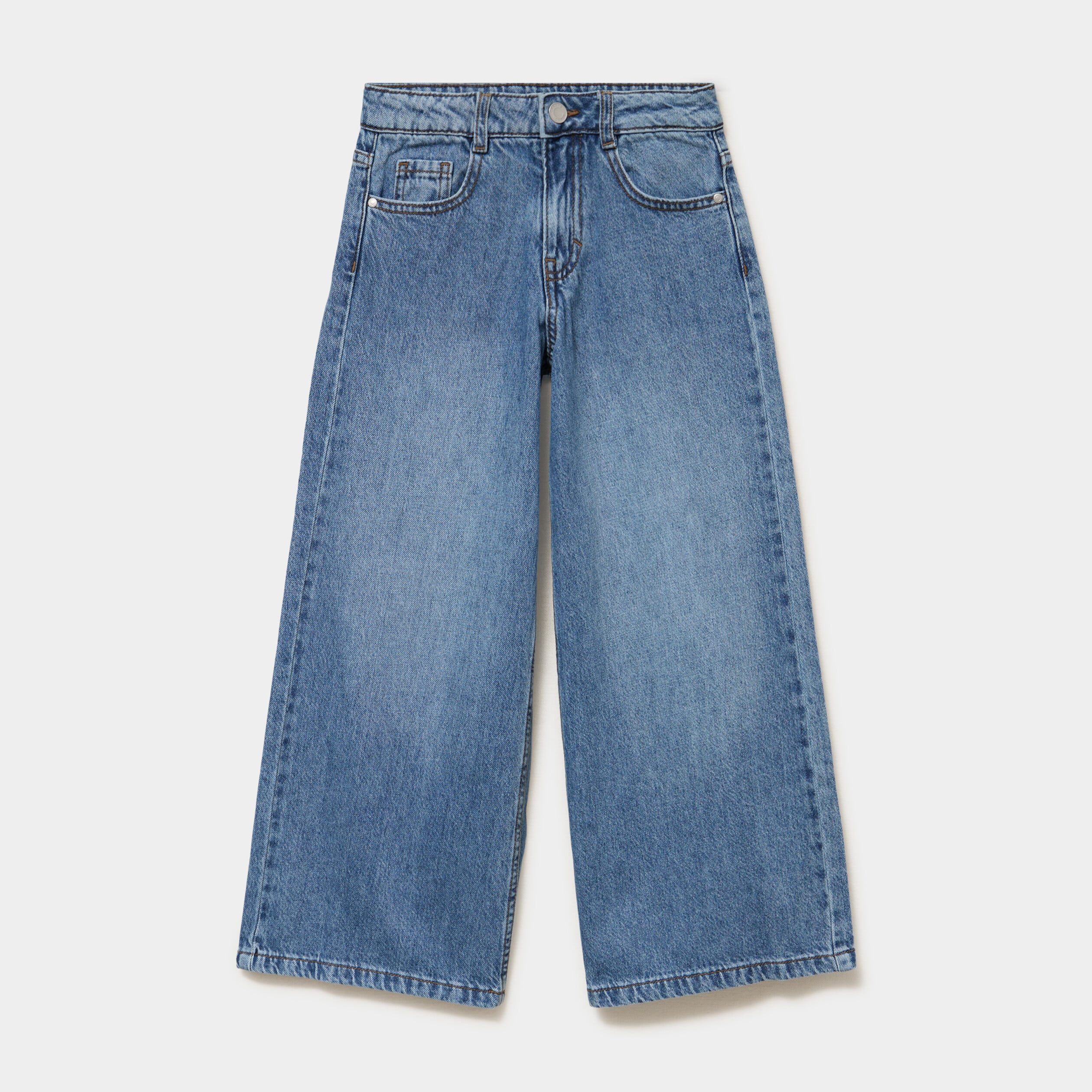 Jean large 5 poches taille ajustable denim stone fille