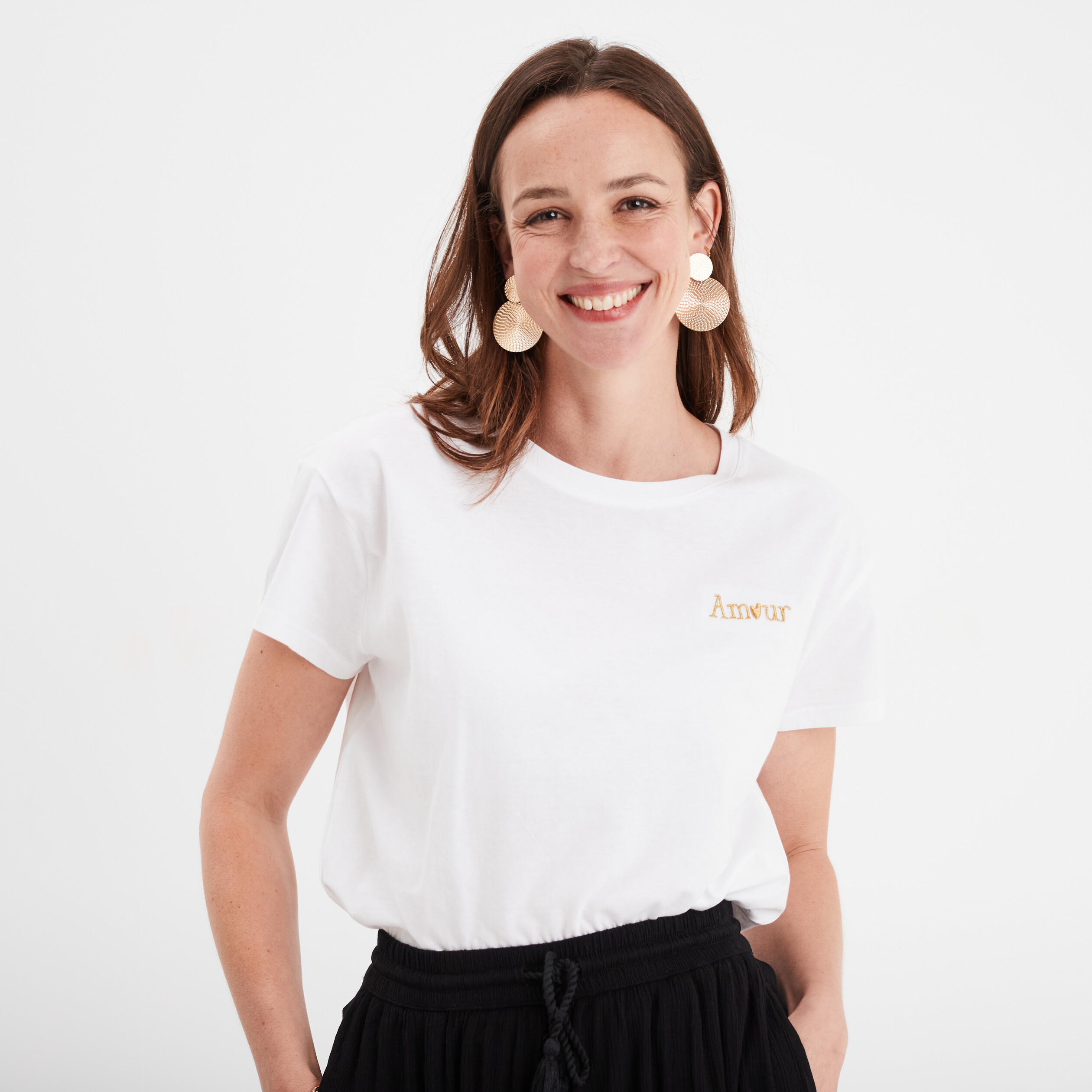 t shirt manches courtes coton blanc femme T-shirt manches courtes coton blanc femme
