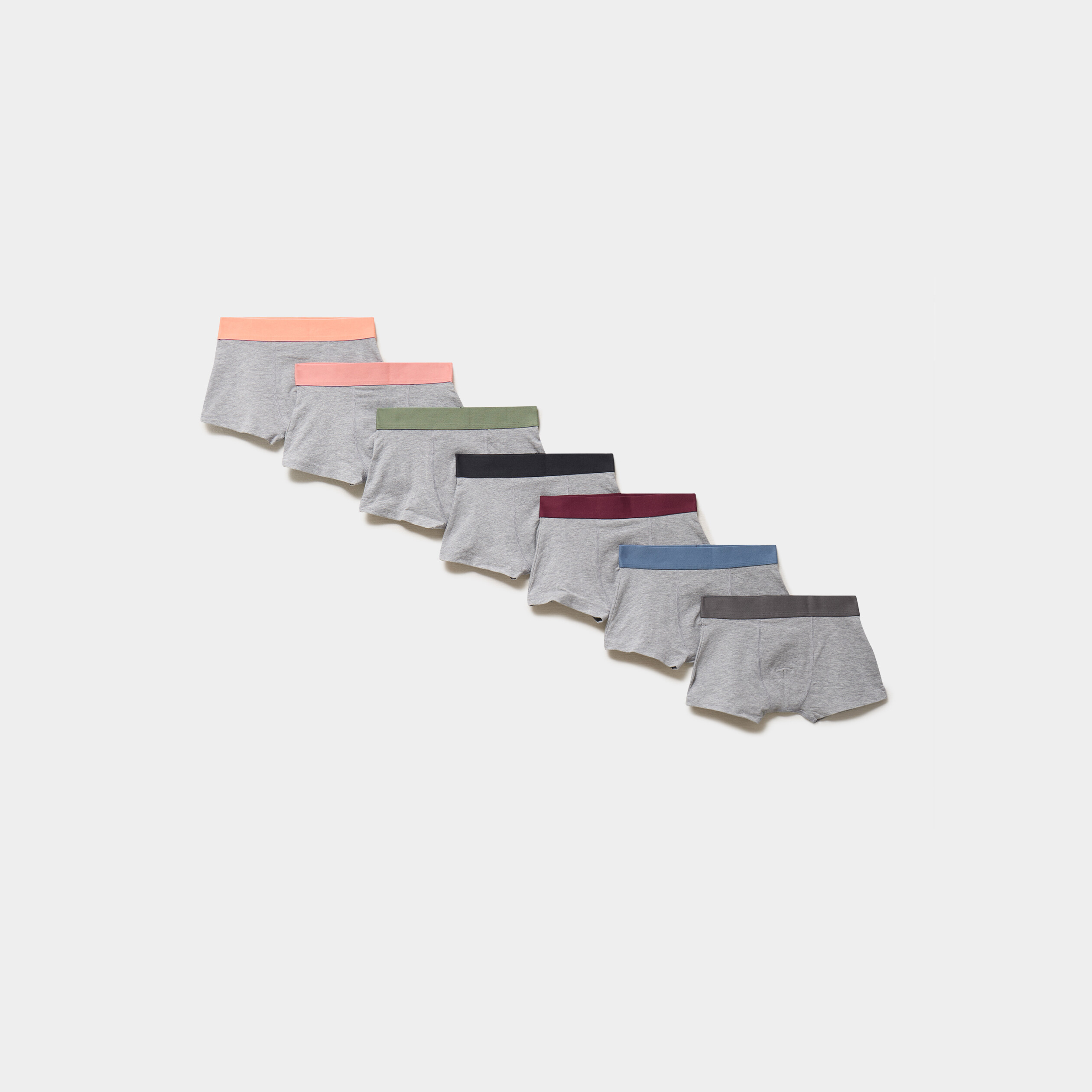 Lot 7 boxers coton stretch gris clair gar&ccedil;on
