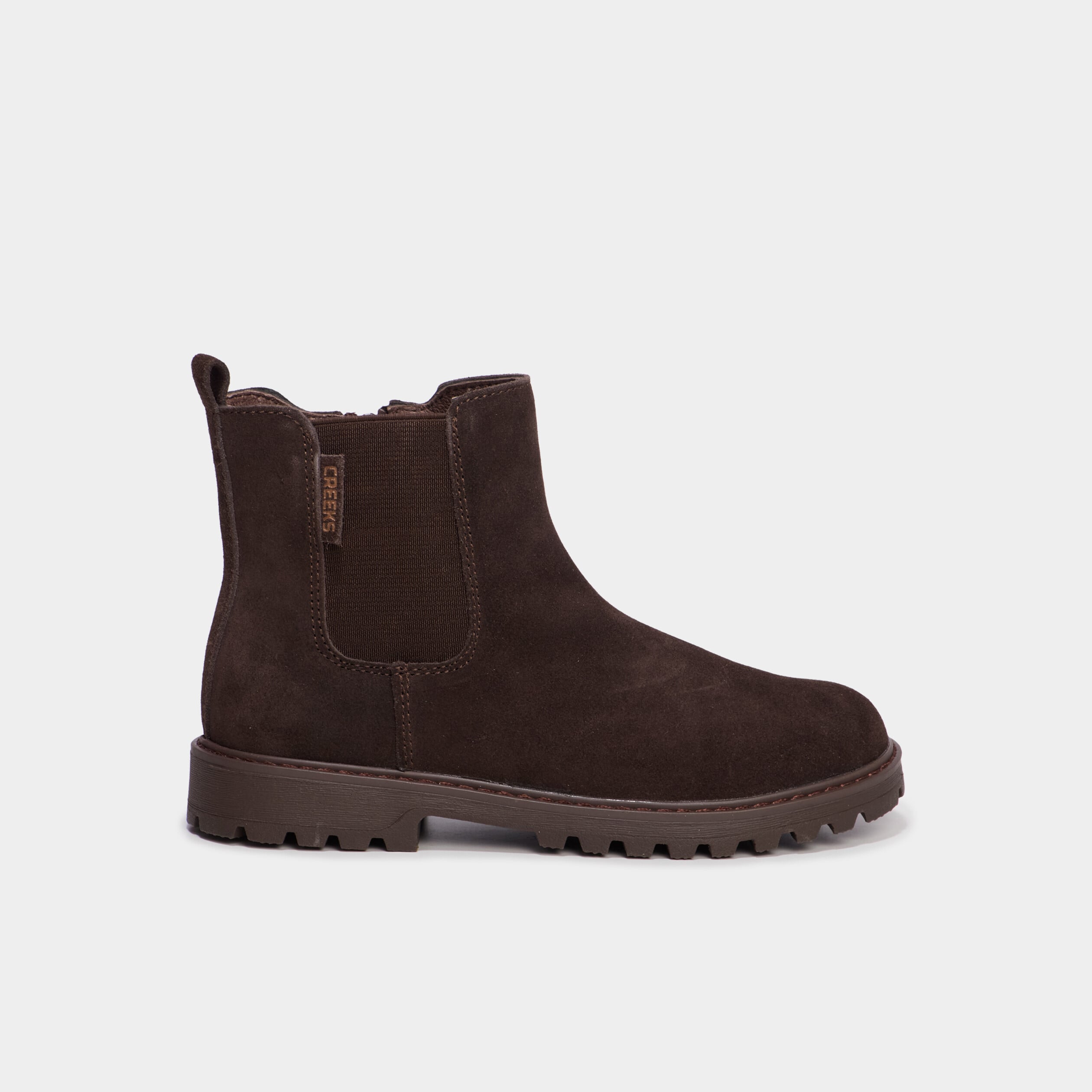 Boots chelsea cuir effet su&eacute;dine marron gar&ccedil;on