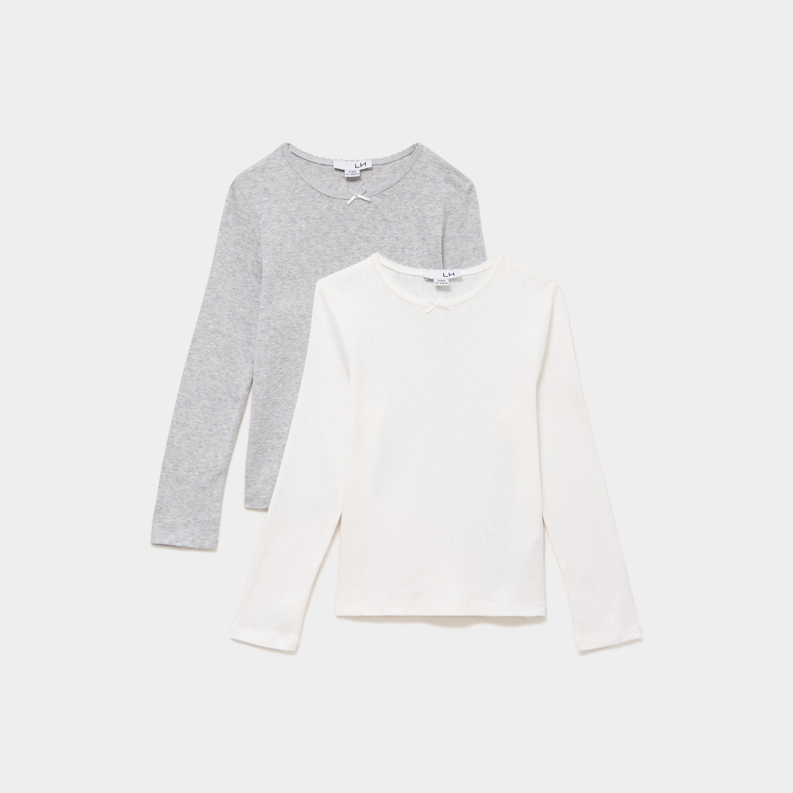 Lot 2 t-shirts coton manches courtes gris clair fille