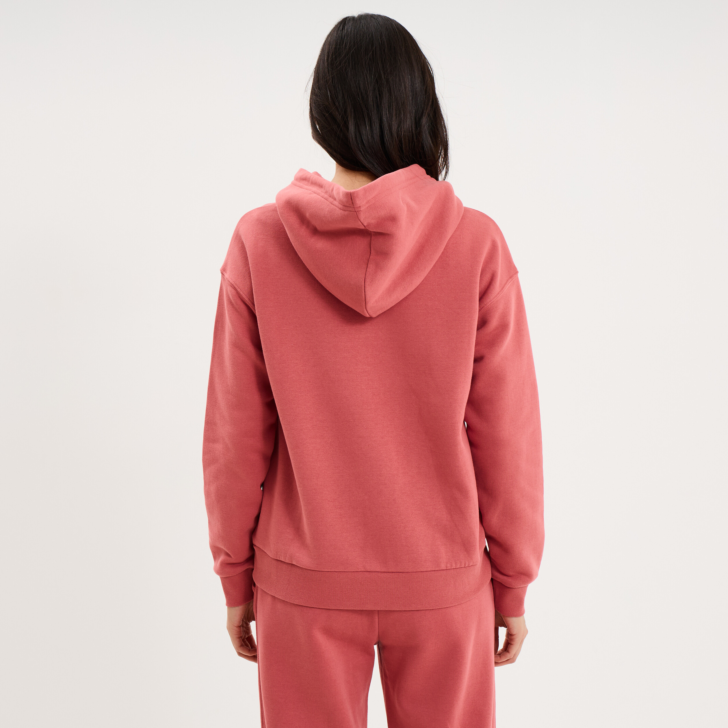 Sweat hoodie 1 poche &agrave; capuche vieux rose femme