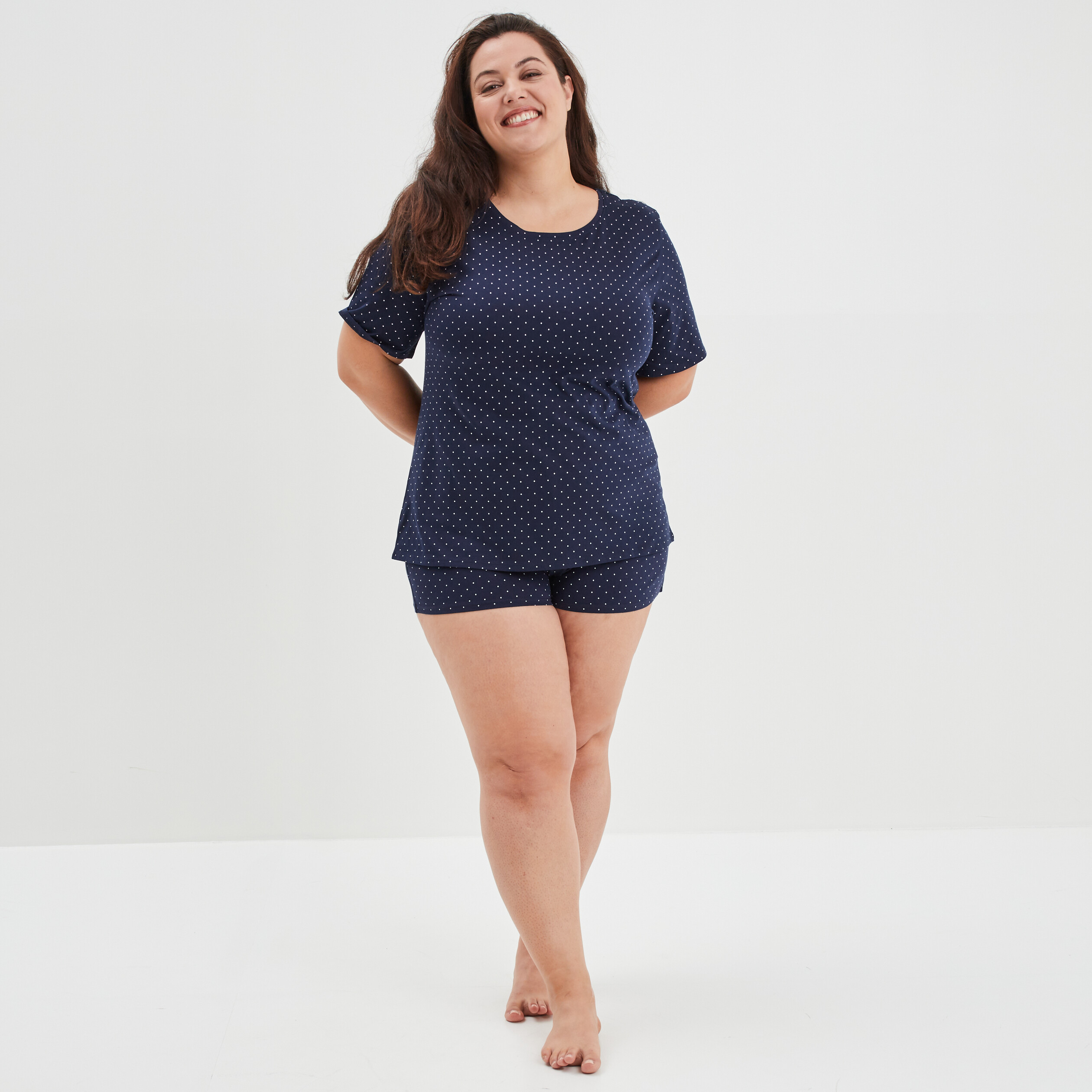 Ensemble pyjama short 2 pi ces Modavista bleu femme grande taille
