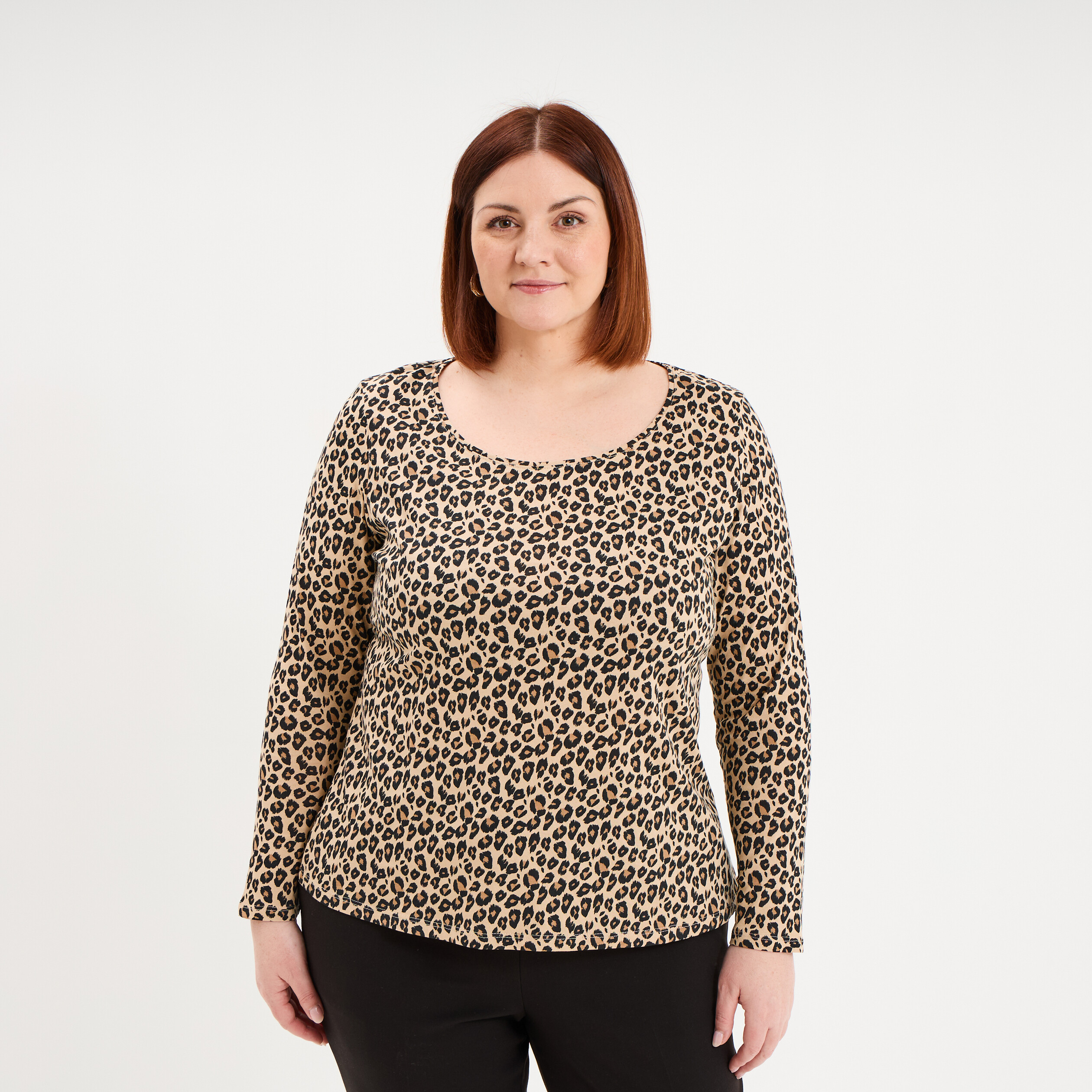 T-shirt manches longues coton sable femme grande taille