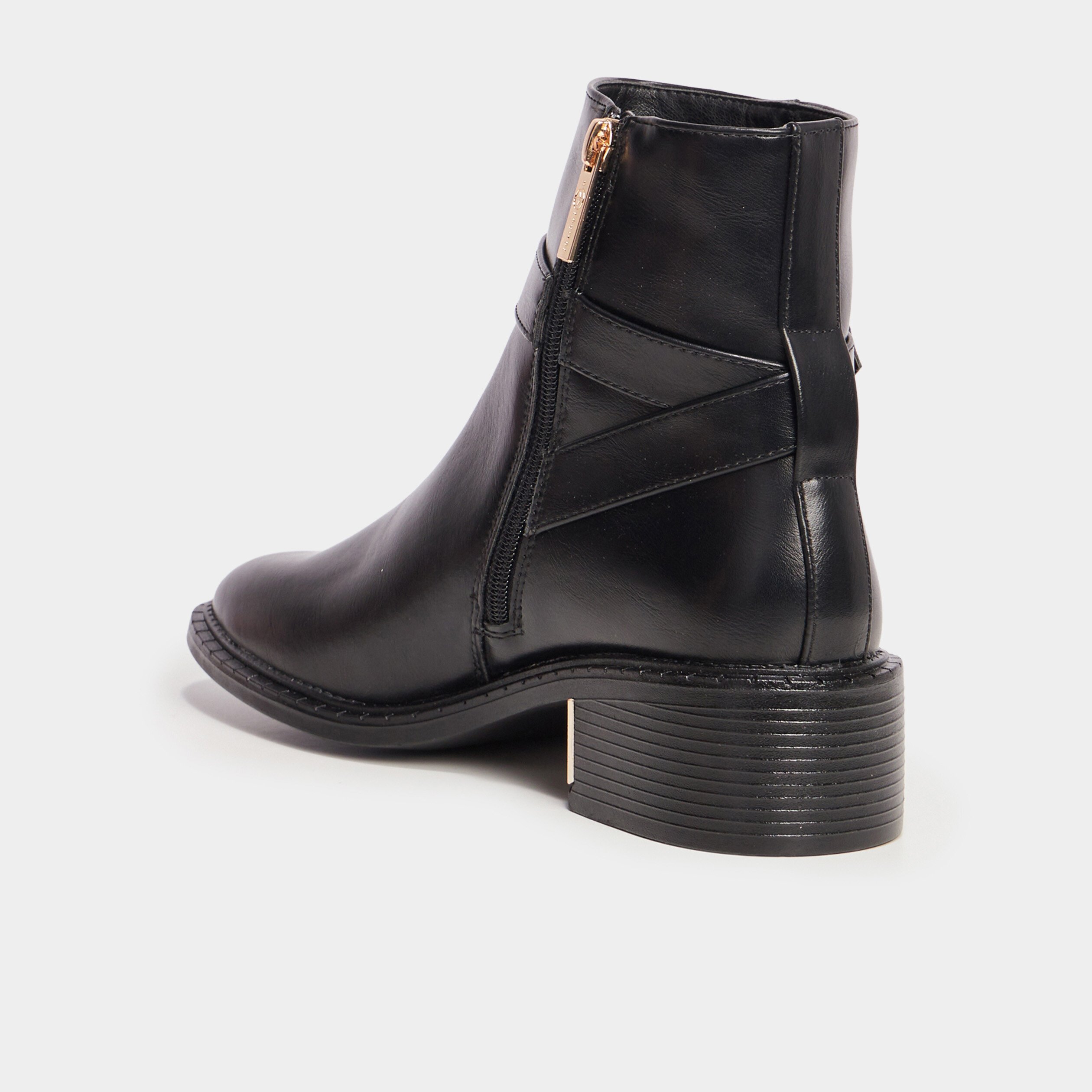 bottines a talons zippees avec boucles noir femme Bottines à talons zippées avec boucles noir femme