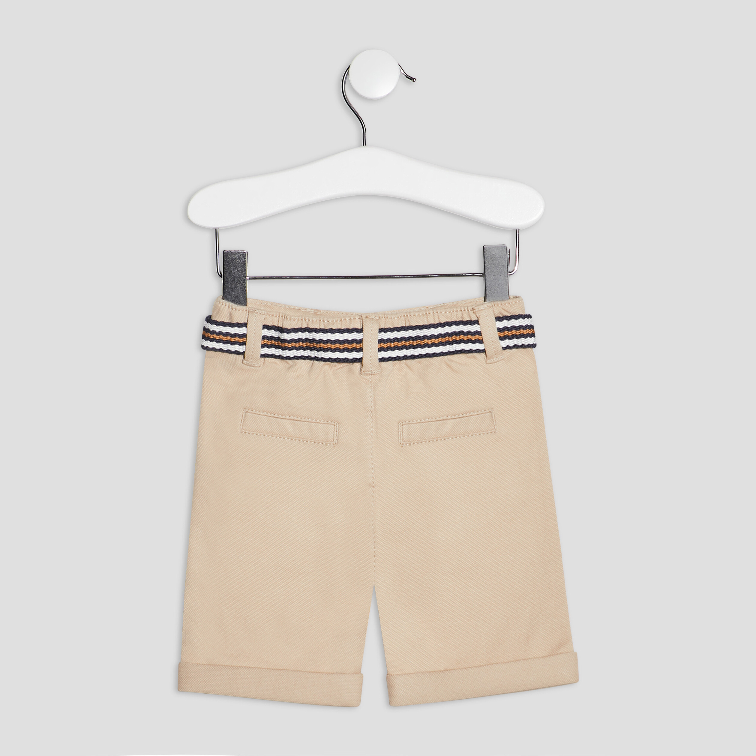 Short droit ceinturé sable bébé garçon