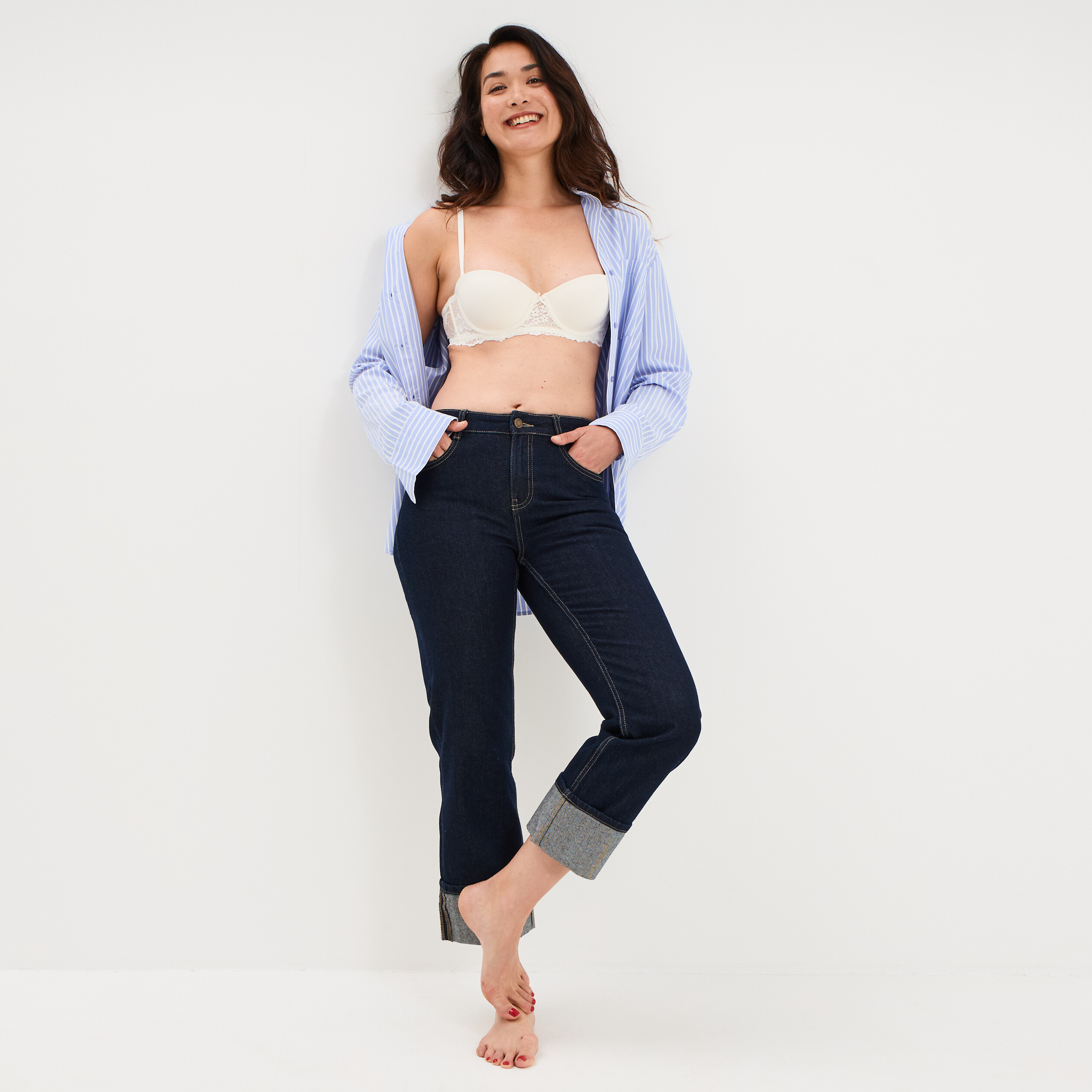 Soutien-gorge balconnet micro dentelle blanc femme