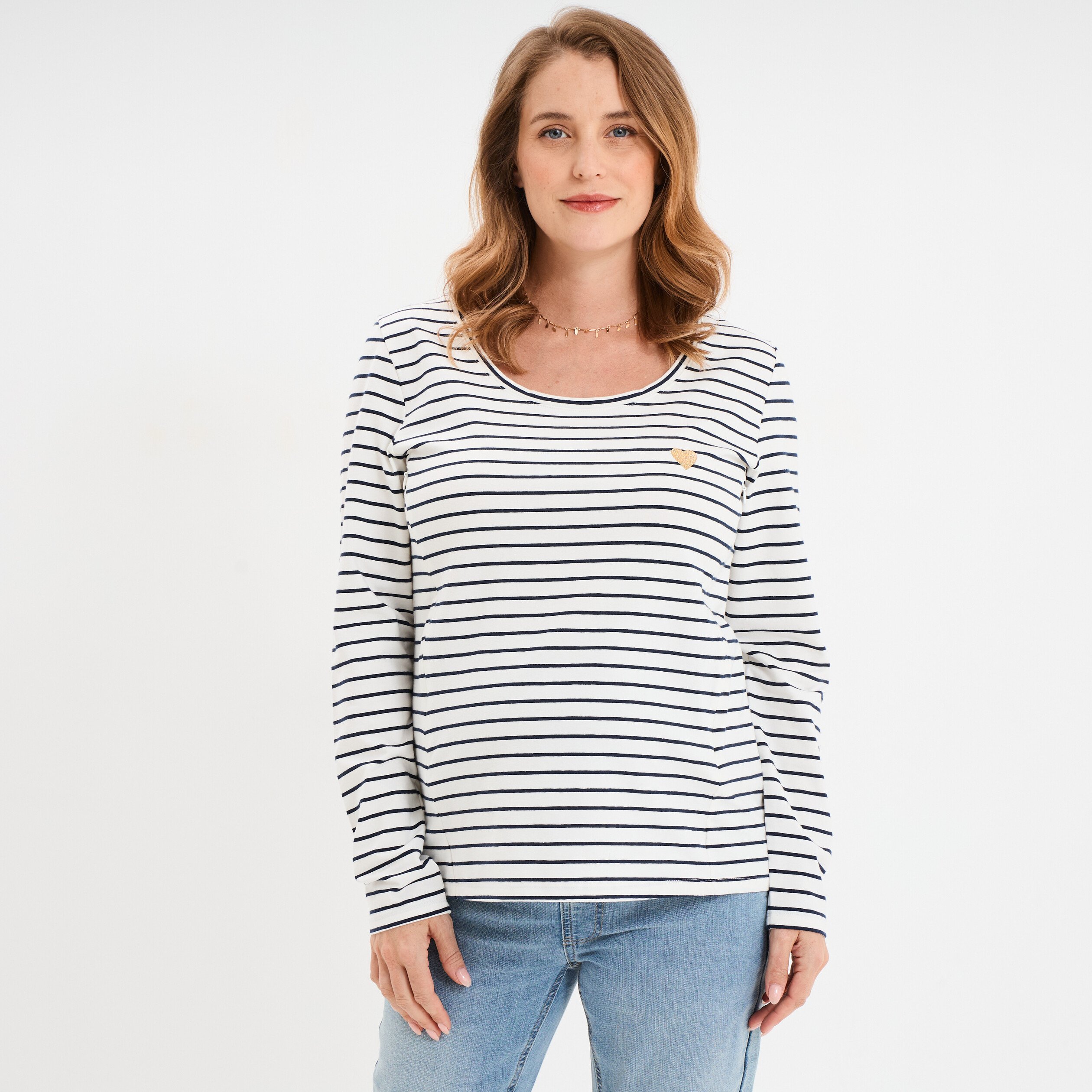 t shirt allaitement manches longues ecru femmemater T-shirt allaitement manches longues ecru femme maternité