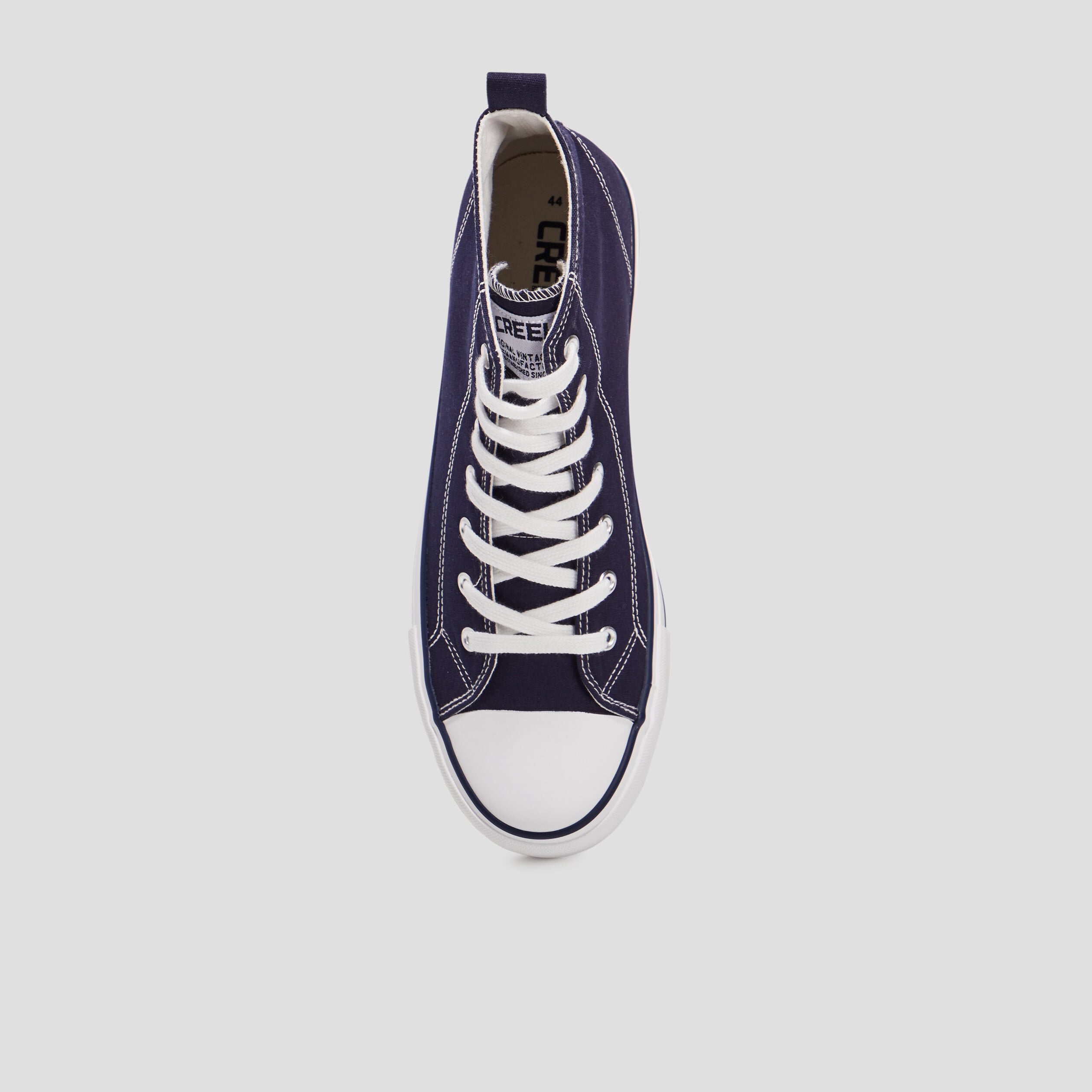 Baskets &agrave; lacets montantes en toile bleu marine homme