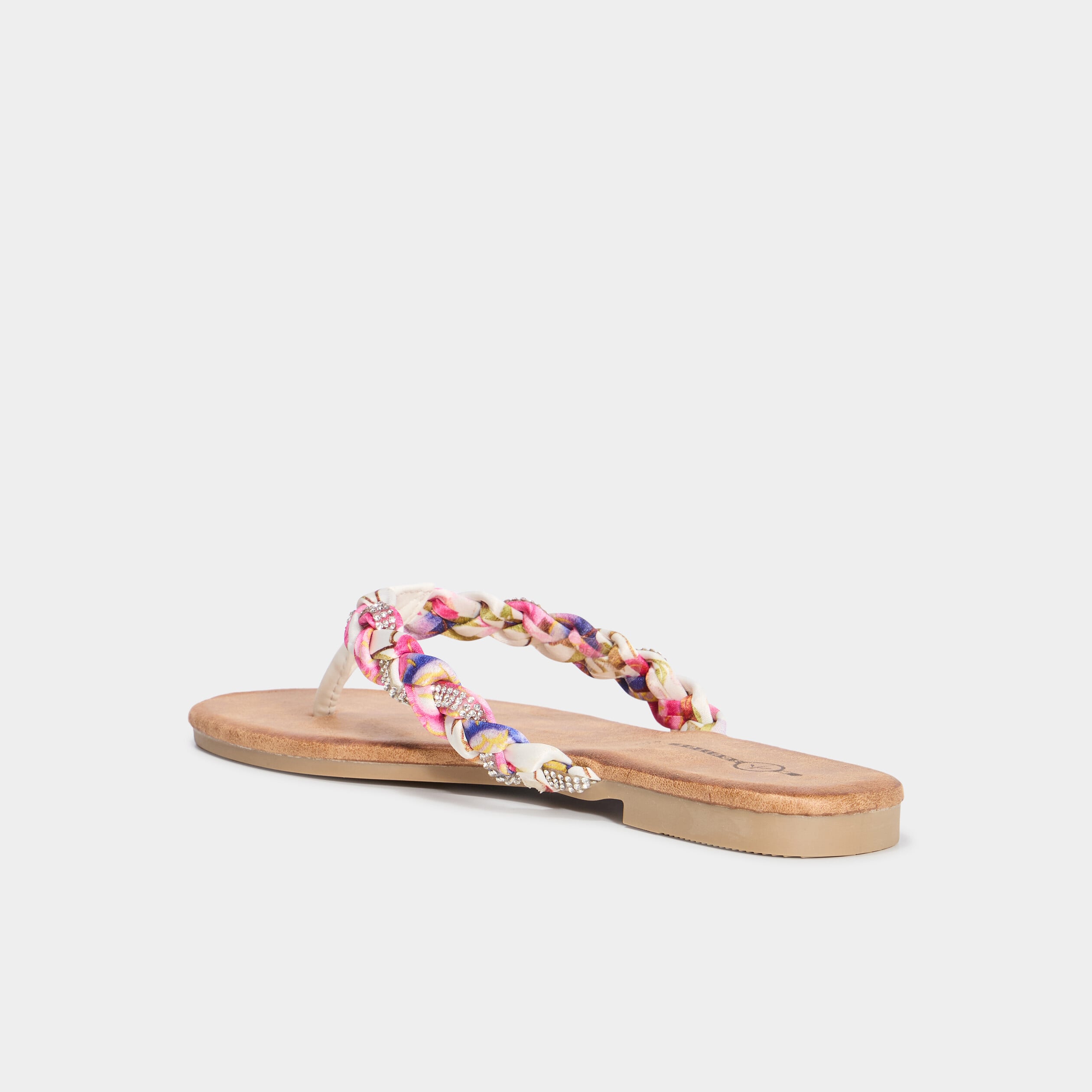Mules plates d&eacute;tails foulard blanc femme