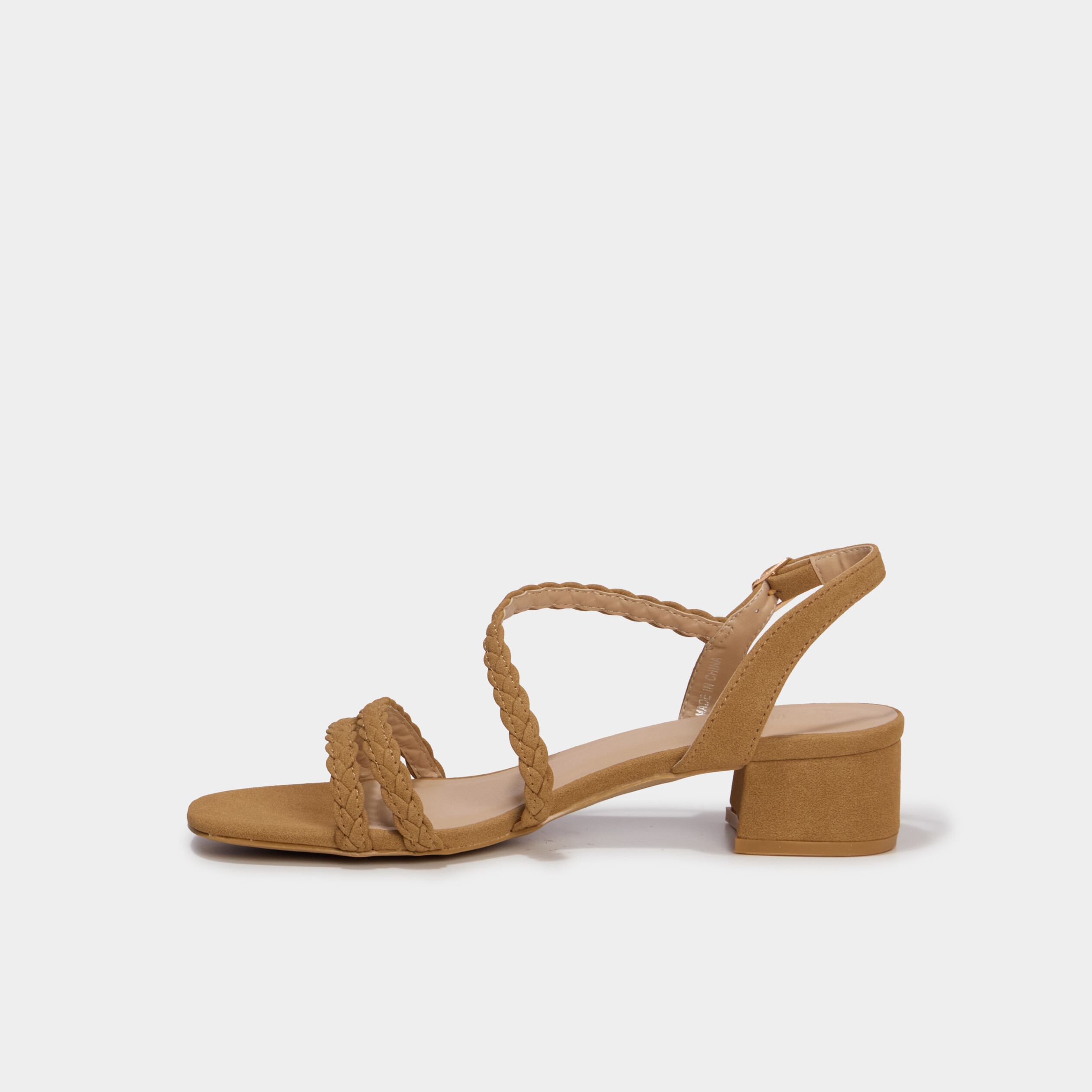 Sandales su&eacute;dine tress&eacute;es marron femme