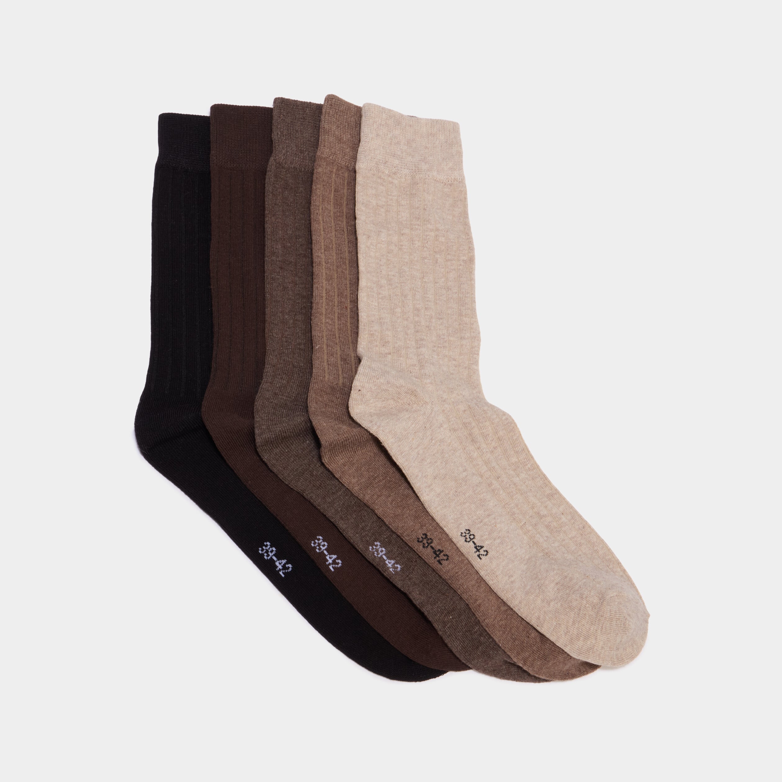 Lot 5 paires chaussettes c&ocirc;tel&eacute;es noir homme