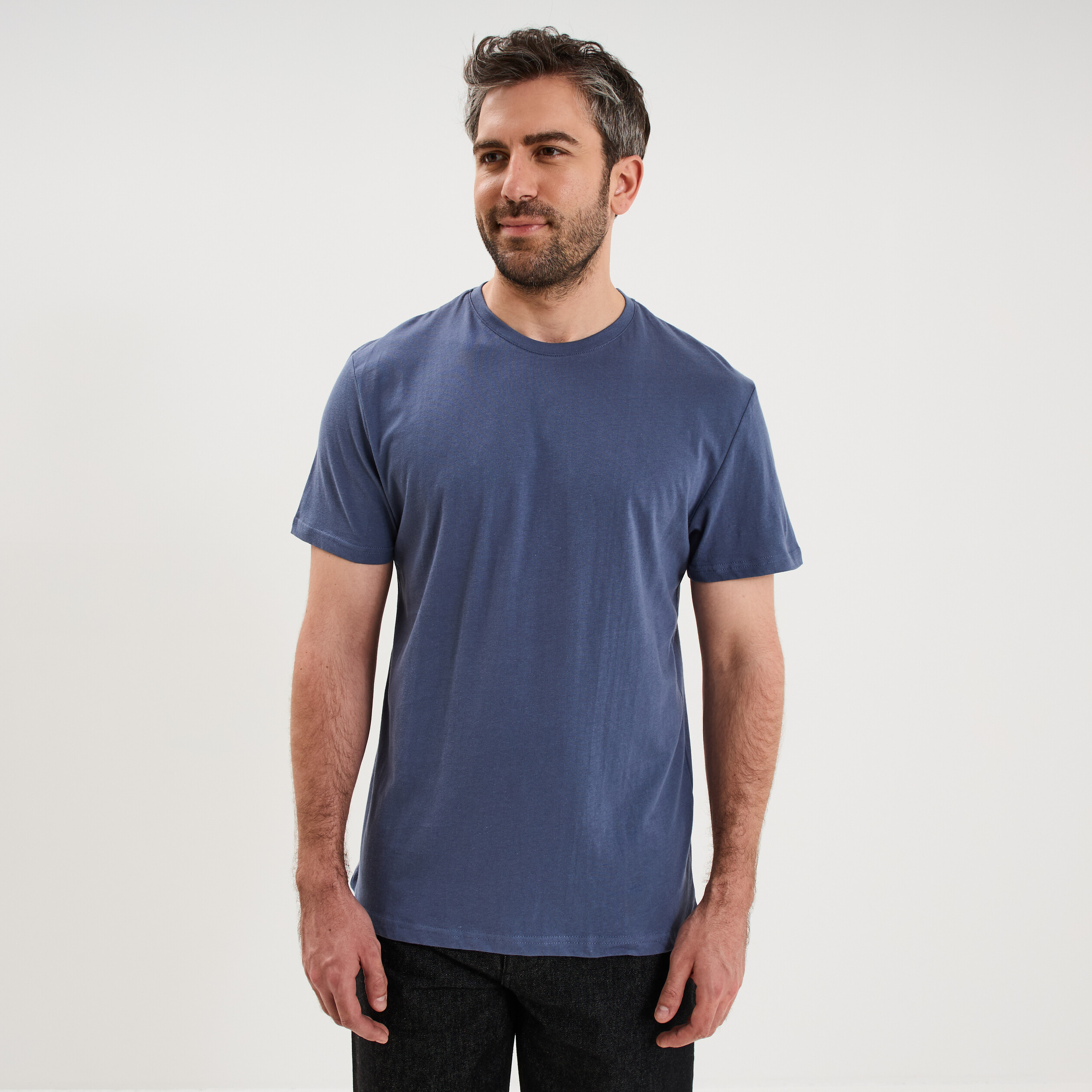 T-shirt droit en coton manches courtes bleu lavande homme