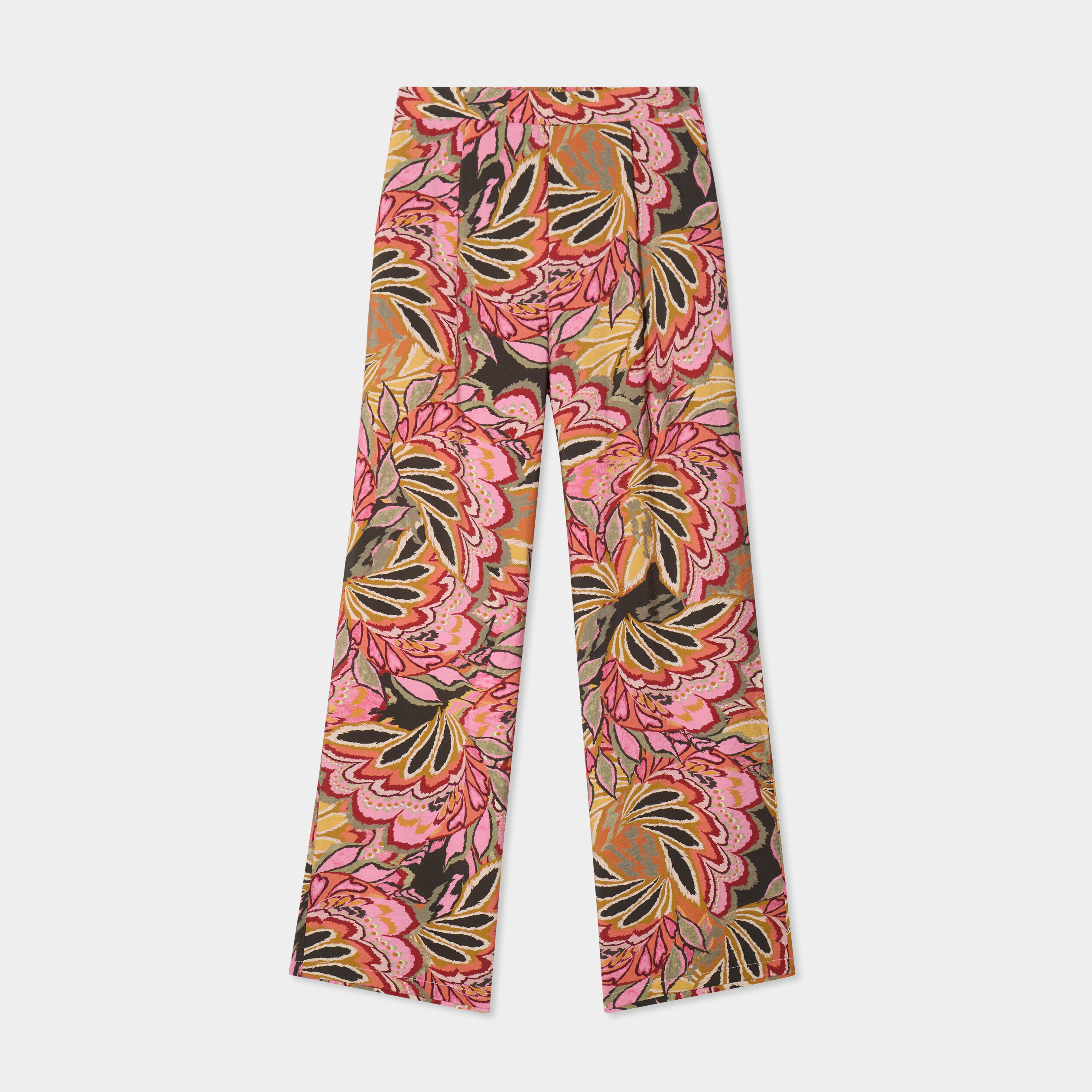pantalon large taille elastiquee multicolore femme Pantalon large taille élastiquée multicolore femme
