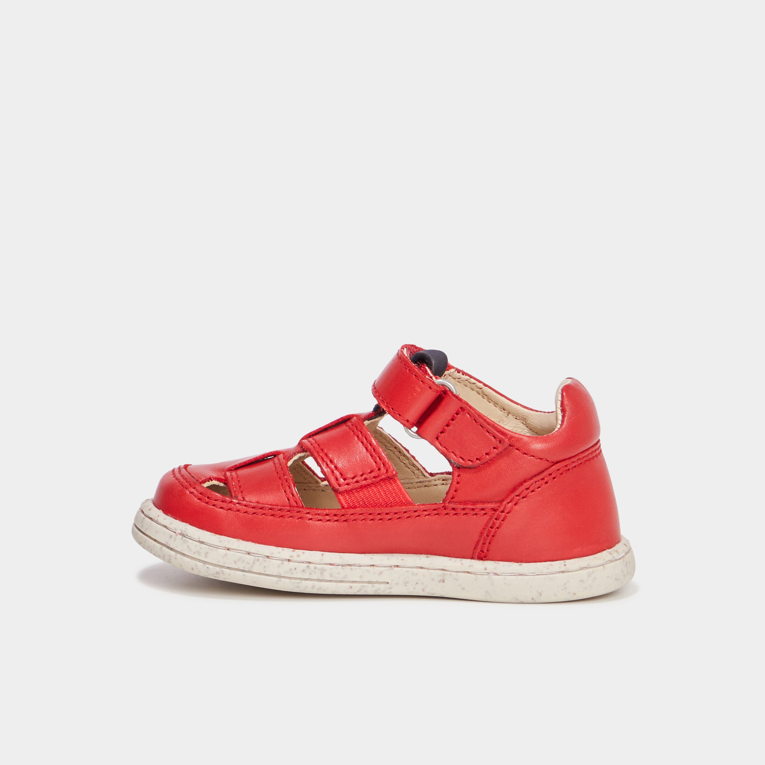 Sandales en cuir Kickers Tractus rouge bébé garçon