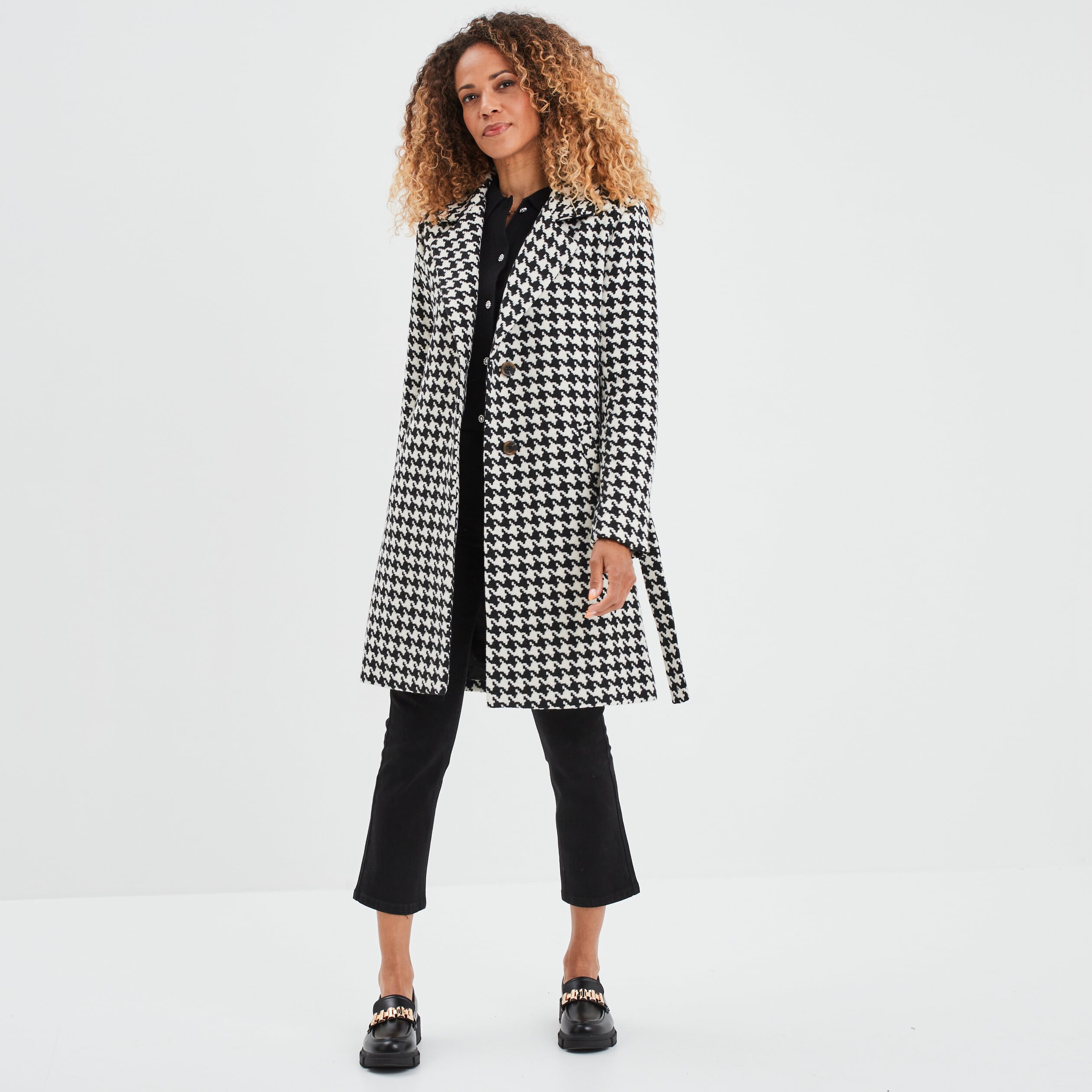 Jeans droit boutonn&eacute; Liberto denim noir femme