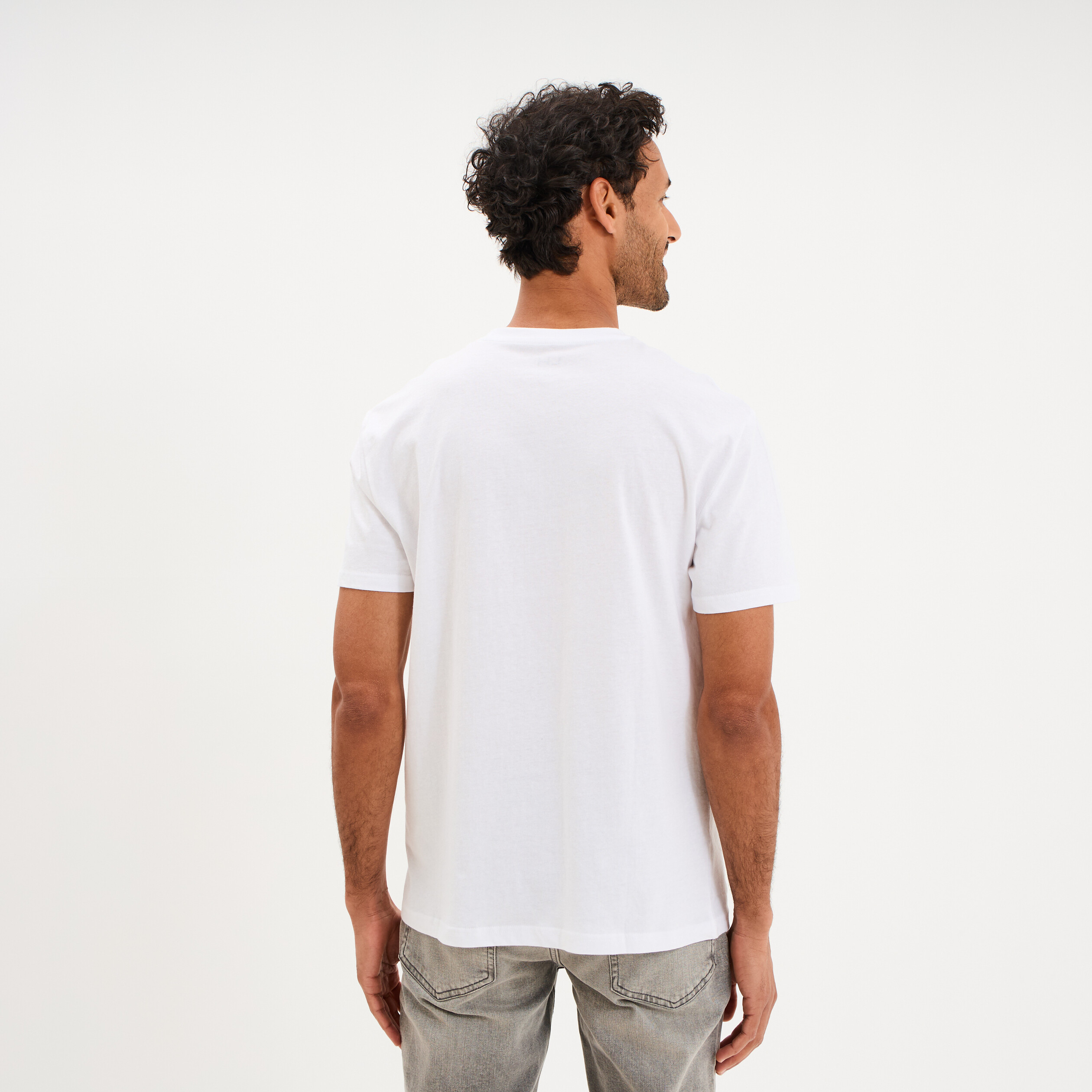 T-shirt droit en coton manches courtes blanc homme