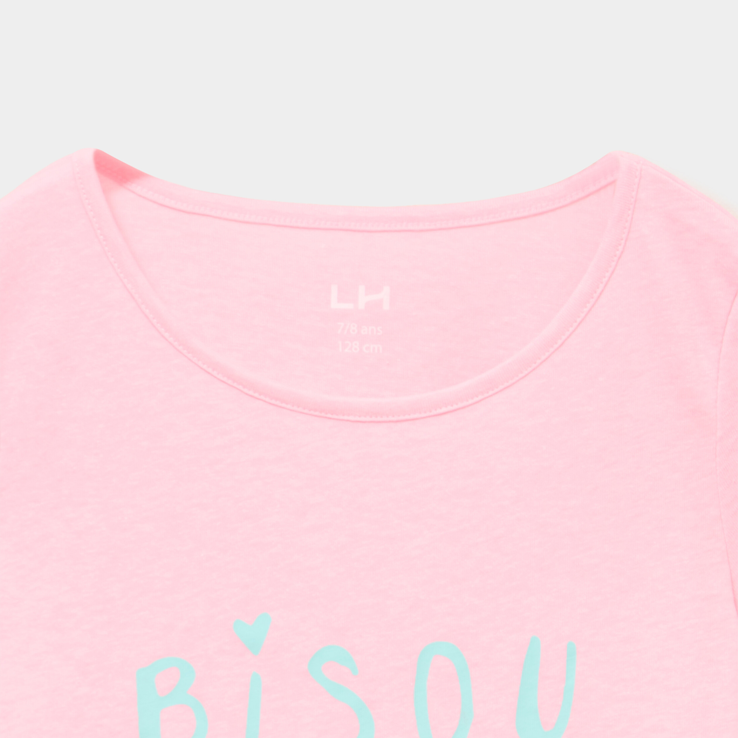 Ensemble pyjama short et t-shirt coton rose fluo fille