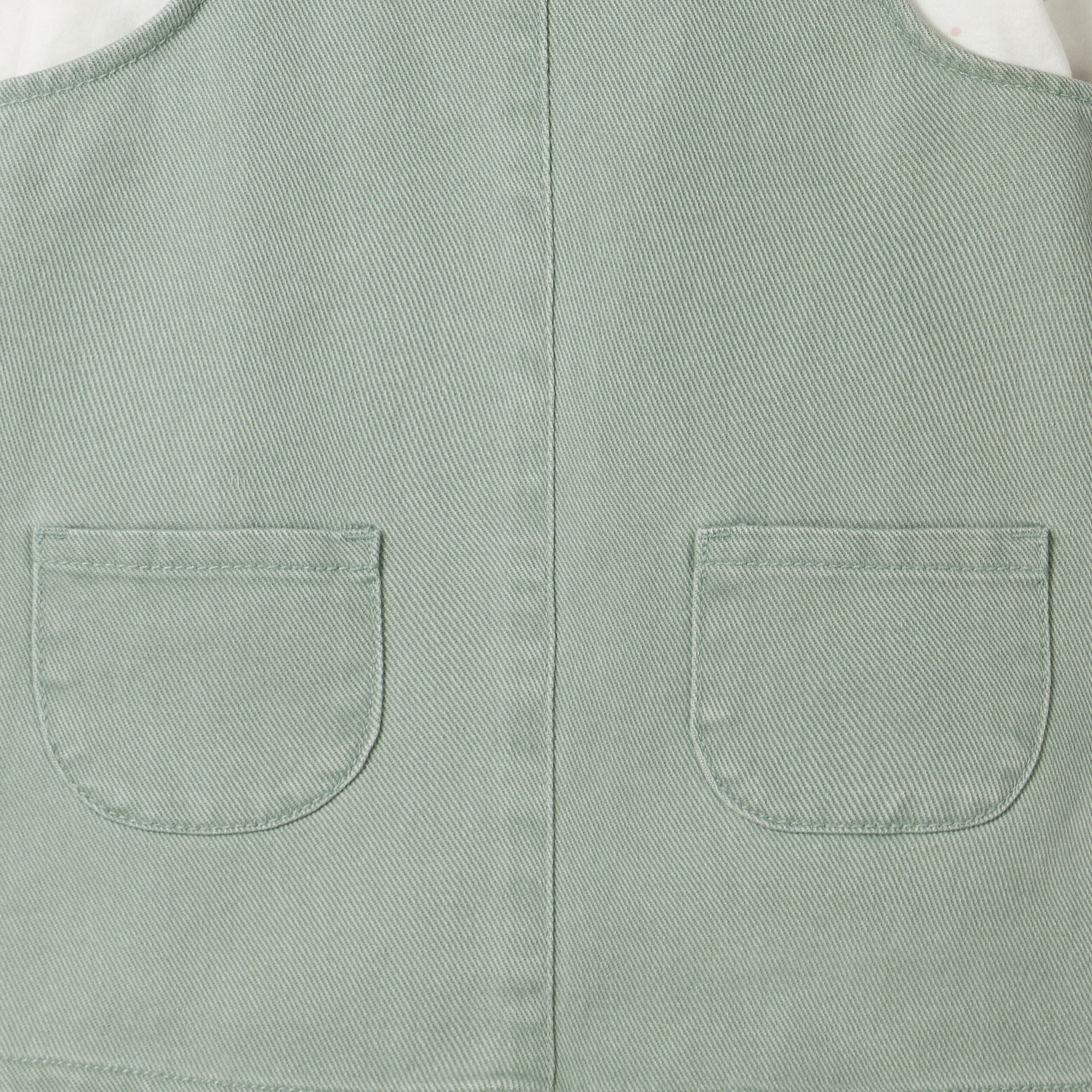 ensemble 3 pieces coton vert kaki bebef Ensemble 3 pièces coton vert kaki bébé fille