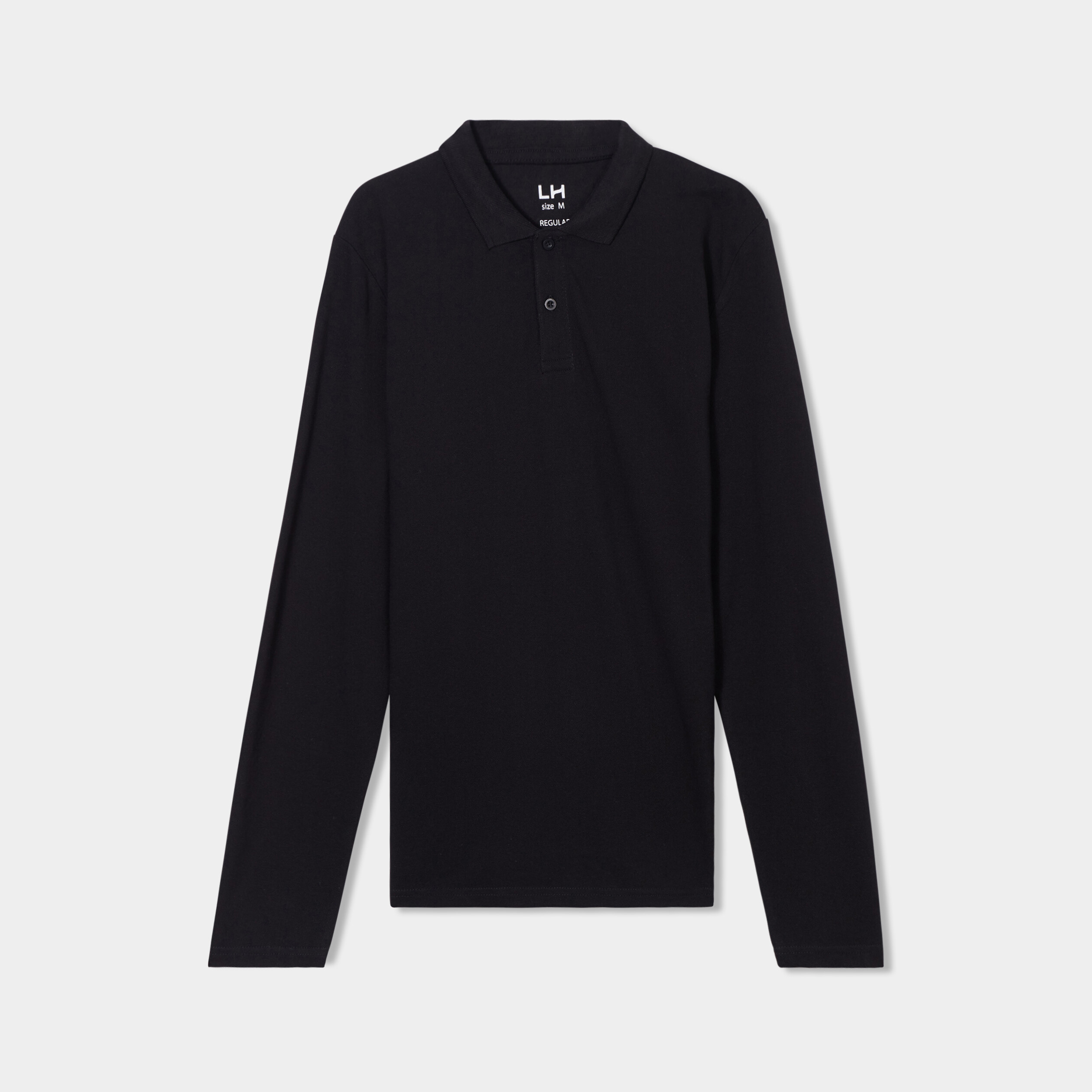 polo manches longues en coton noir homme Polo manches longues en coton noir homme