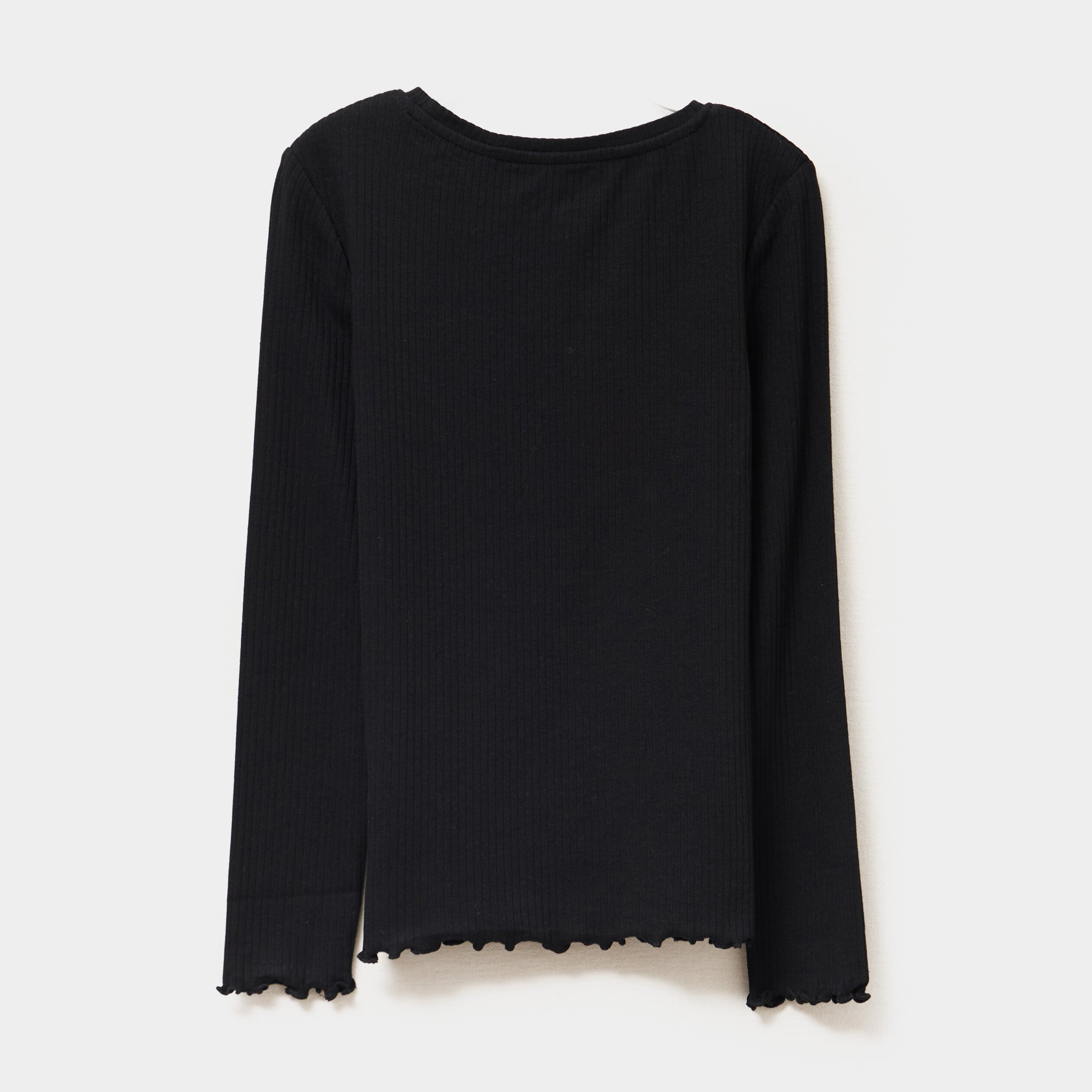 t shirt cotele manches longues coton noir fille T-shirt côtelé manches longues coton noir fille