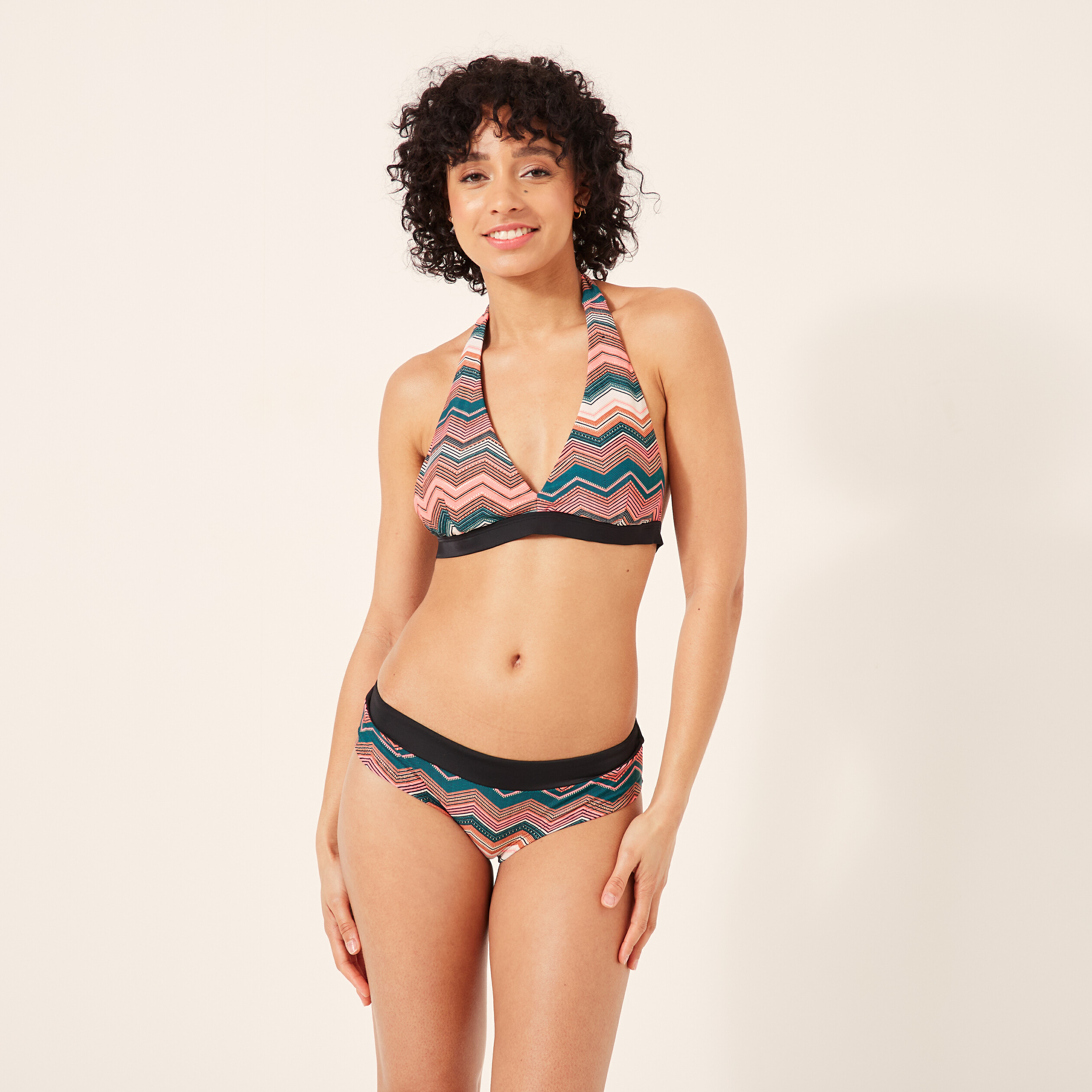 Haut de maillot de bain forme triangle multicolore femme
