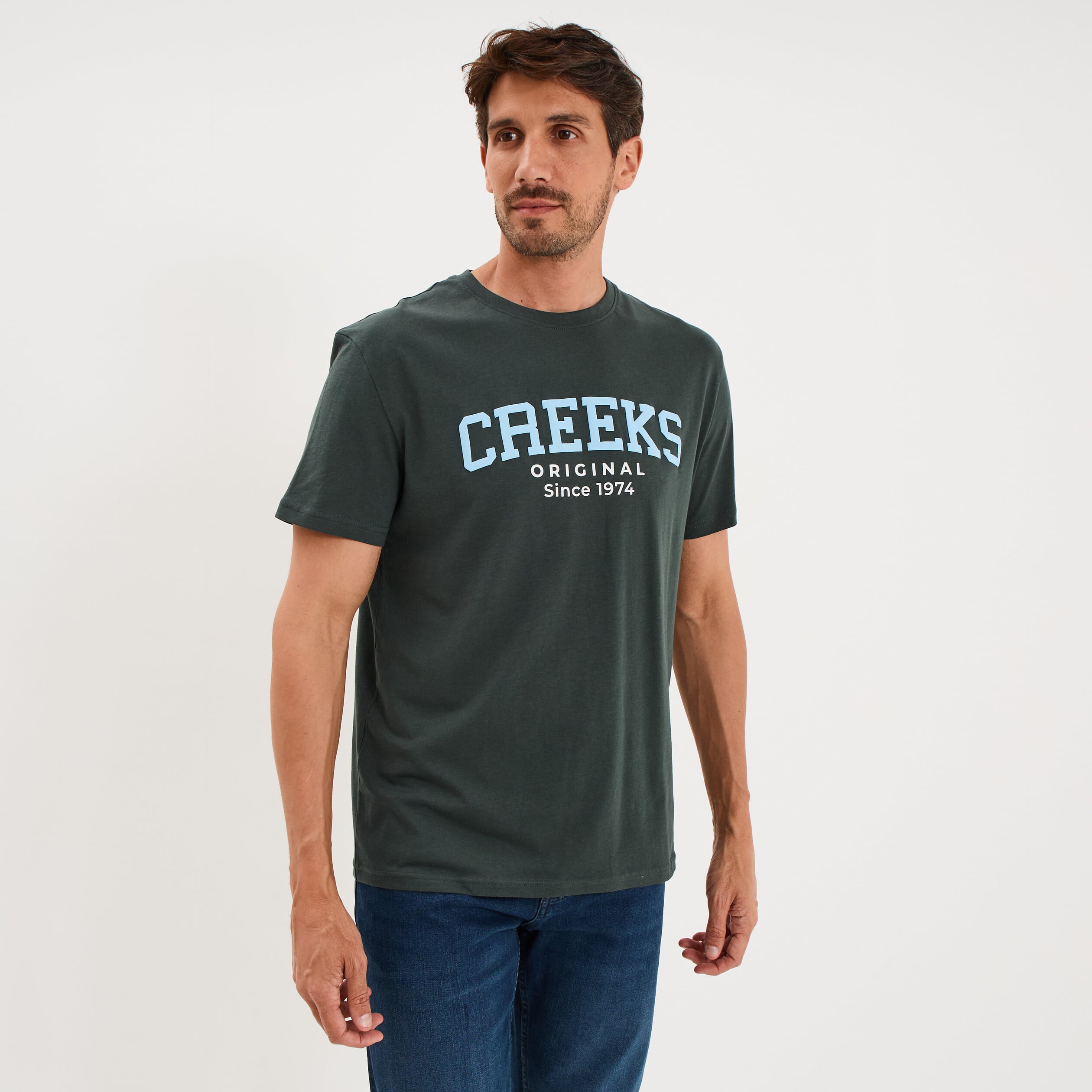 T-shirt manches courtes coton vert homme