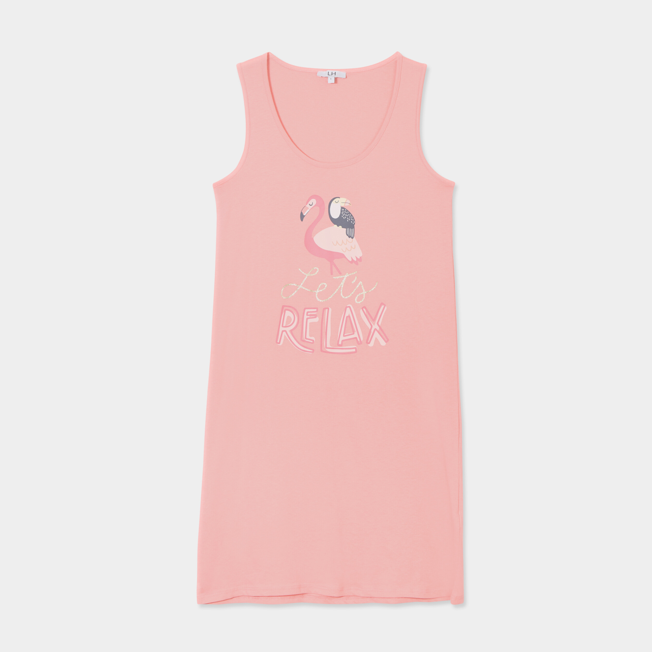 chemise de nuit sans manches coton vieux rose femme Chemise de nuit sans manches coton vieux rose femme