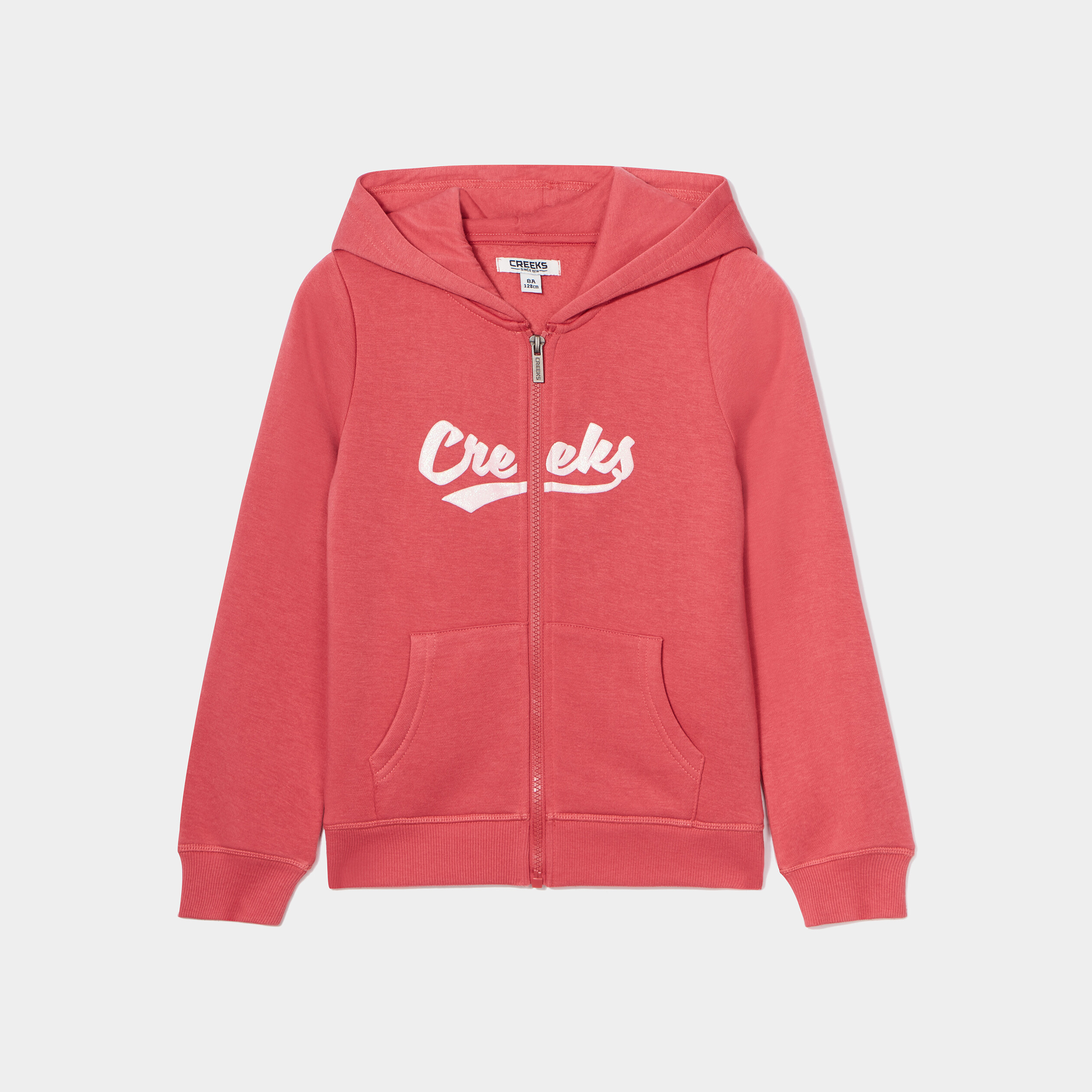 Sweat zippé à capuche Creeks rose framboise fille