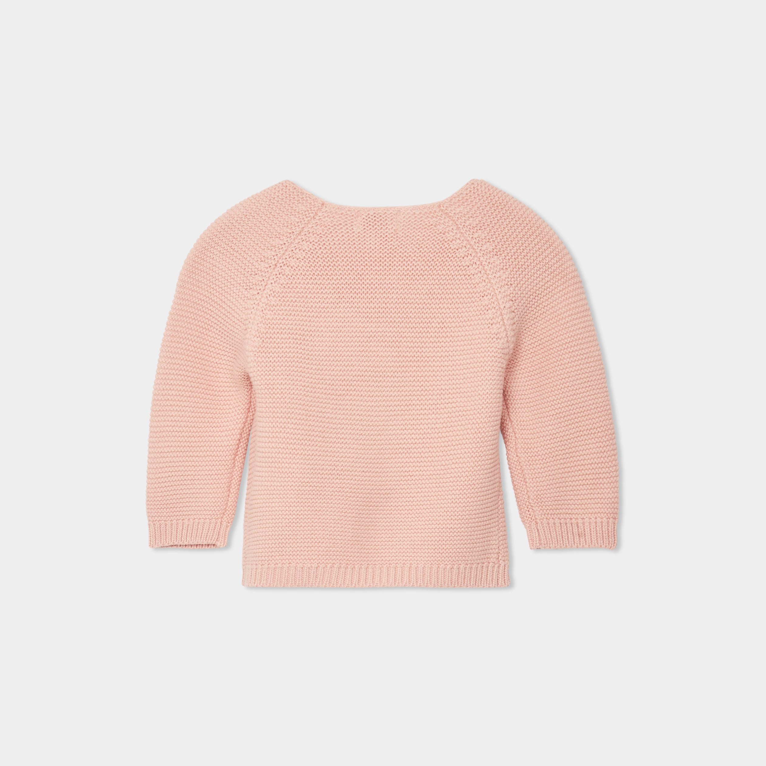 Brassi&egrave;re naissance tricot nou&eacute;e coton rose poudr&eacute;e b&eacute;b&eacute;