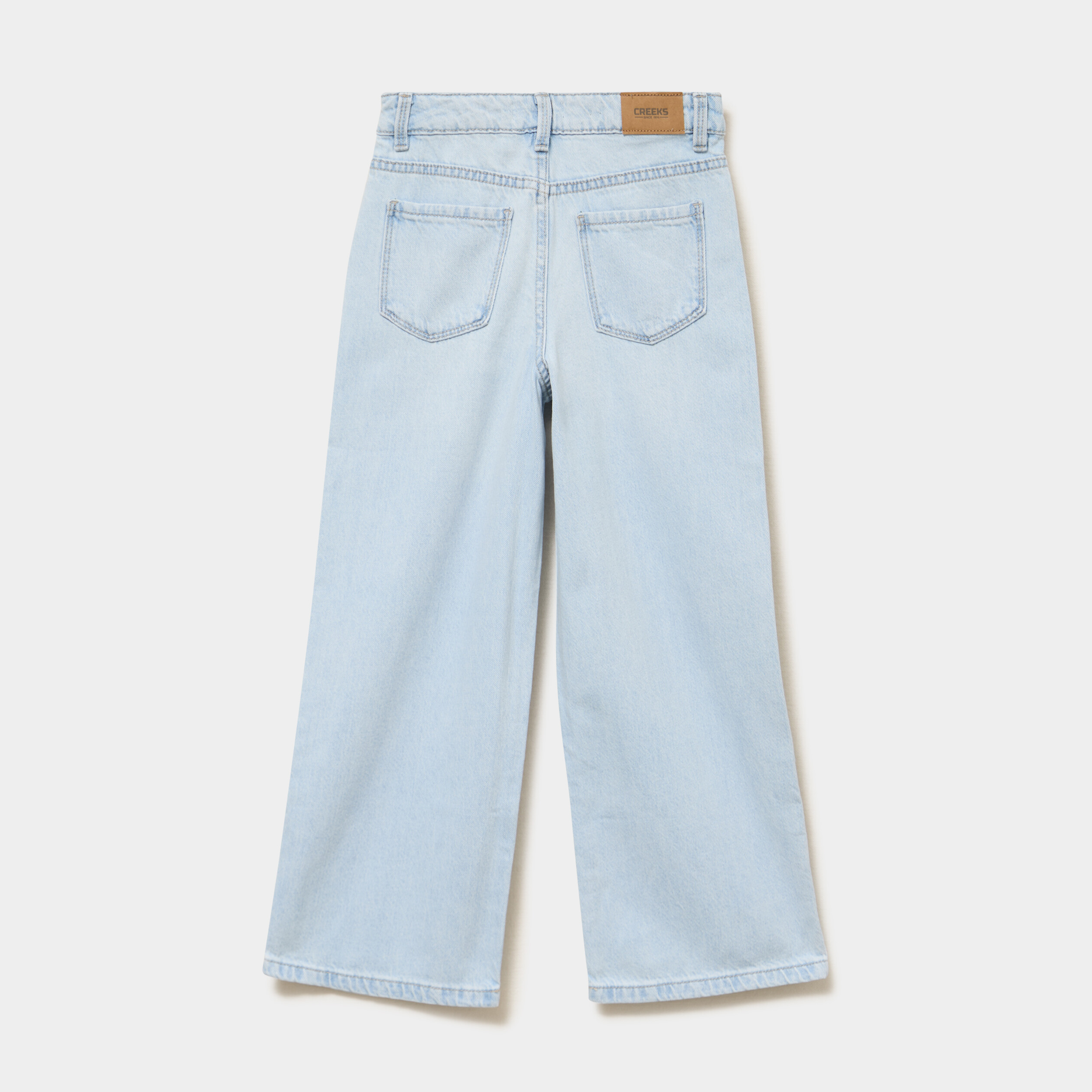 Jean large taille ajustable coton denim bleach fille