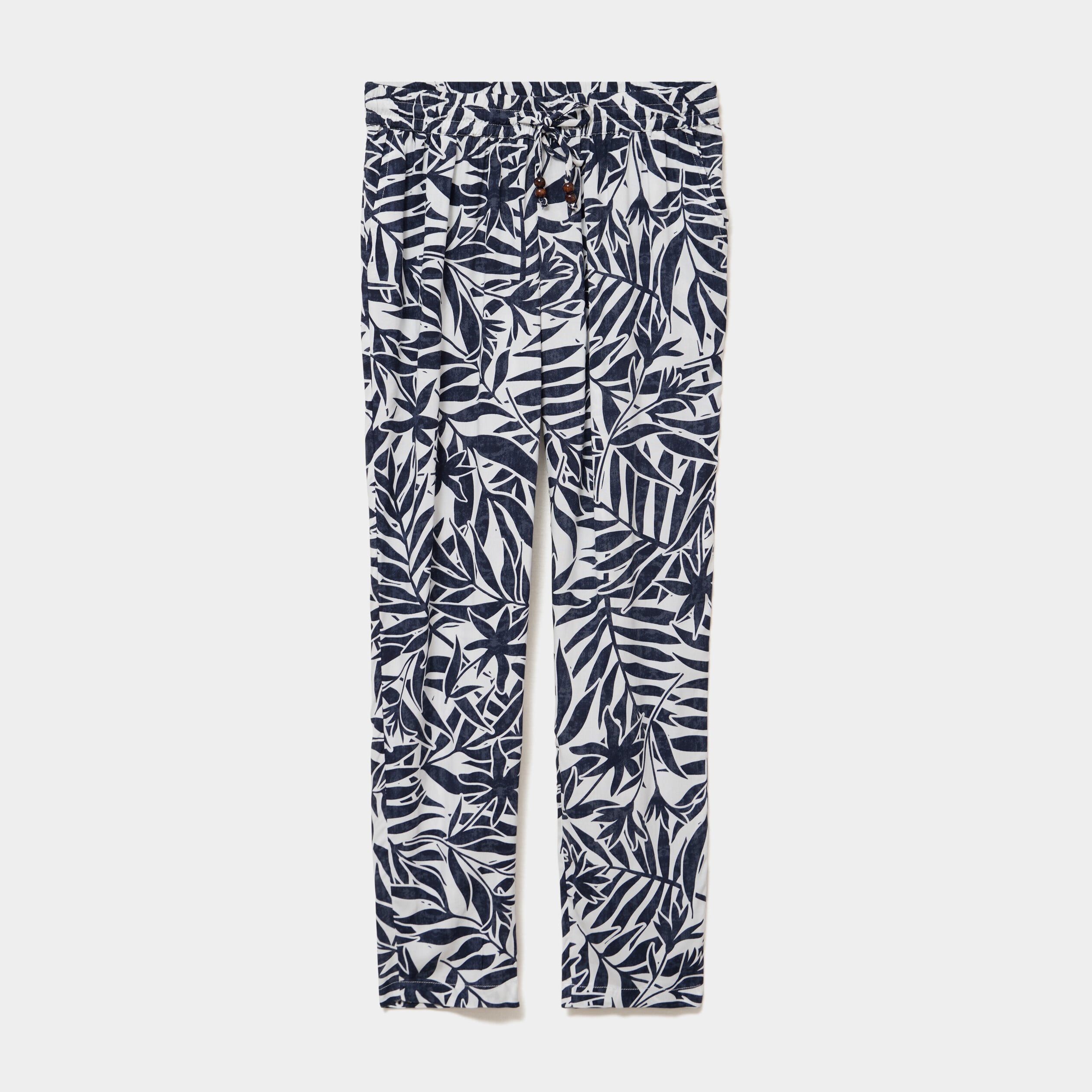 Pantalon cigarette fluide &agrave; ceinture ecru femme