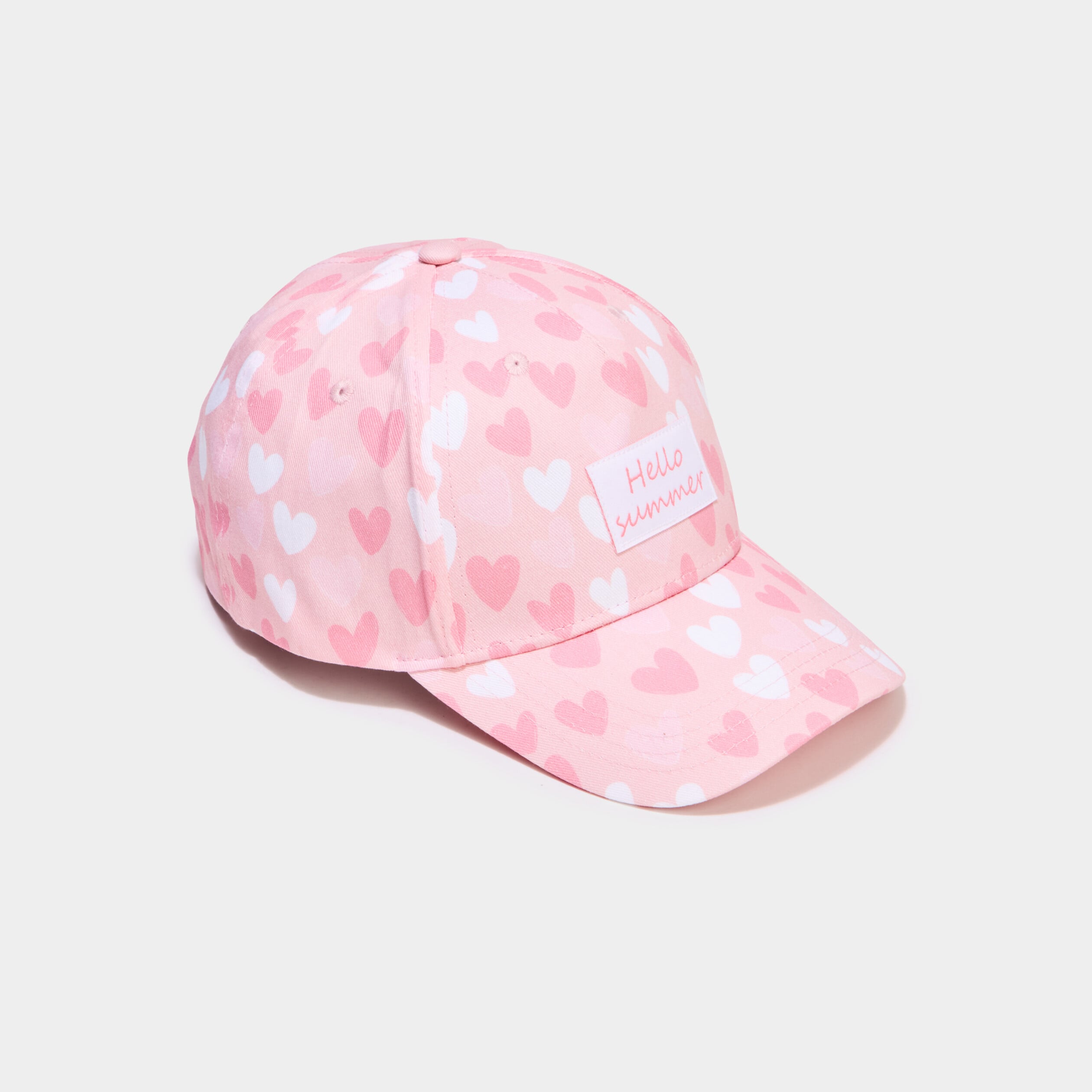 Casquette coton avec bride ajustable rose fille