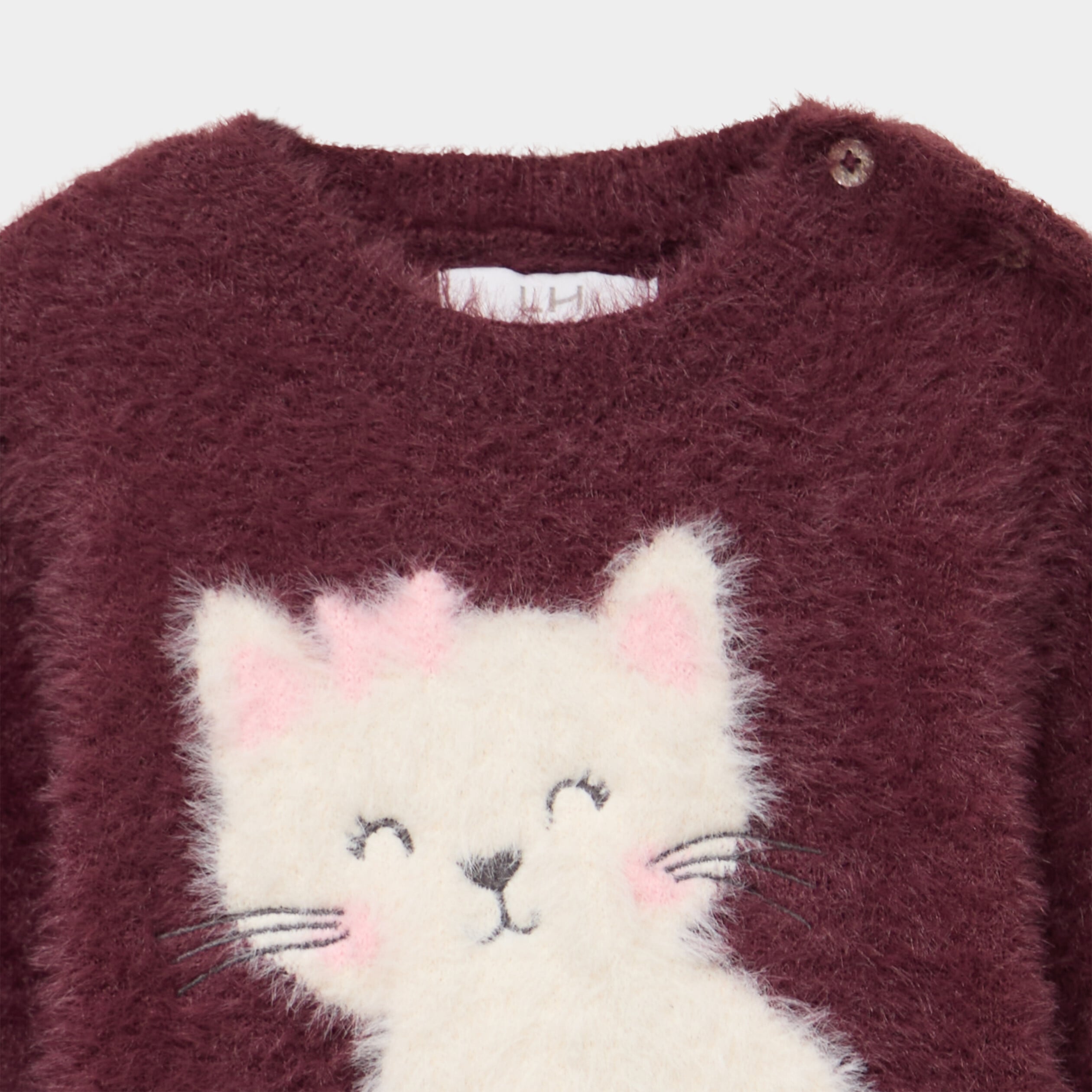 Pull manches longues violet fonc&eacute; b&eacute;b&eacute; fille