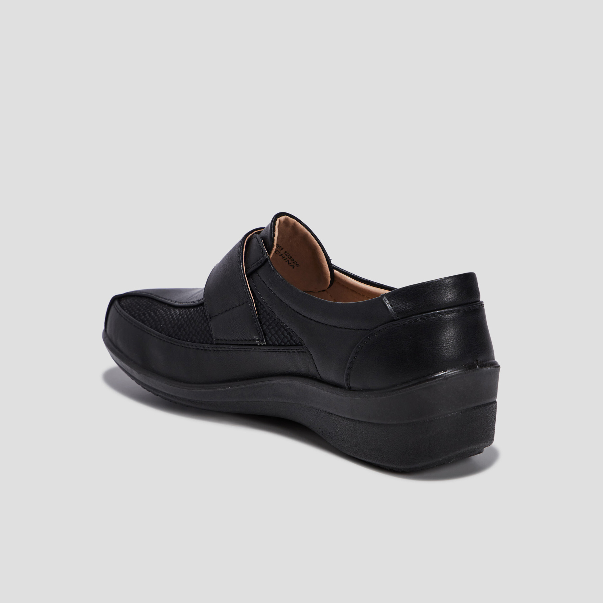 Chaussures confort compens&eacute;es &agrave; scratch noir femme