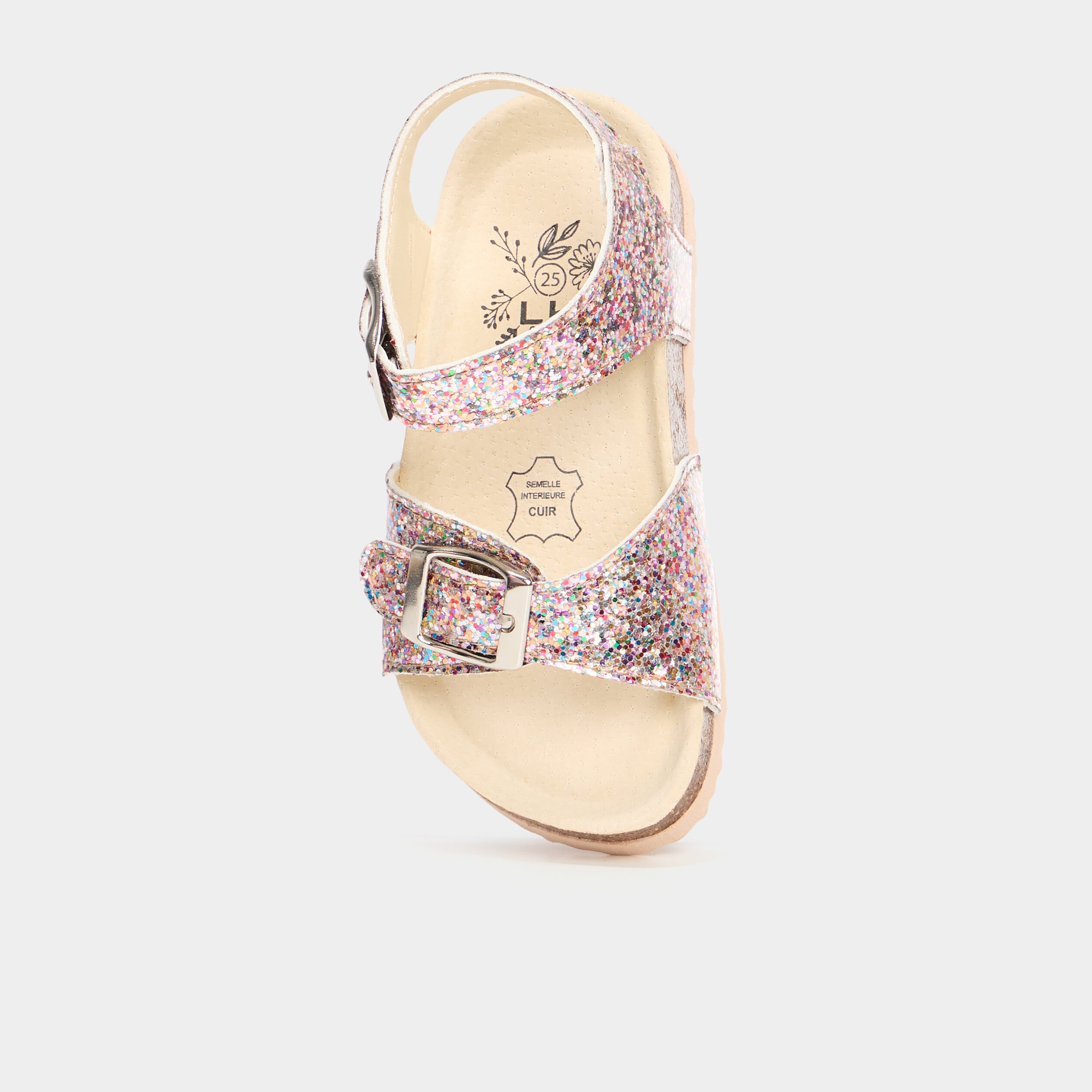 Sandales &agrave; paillettes multicolore fille
