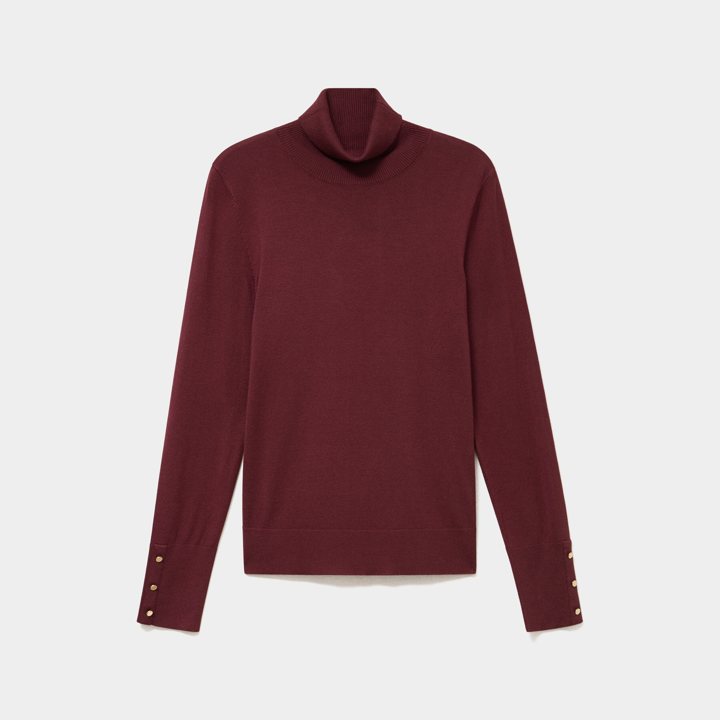Pull col roul&eacute; avec boutons poignets violet fonc&eacute; femme