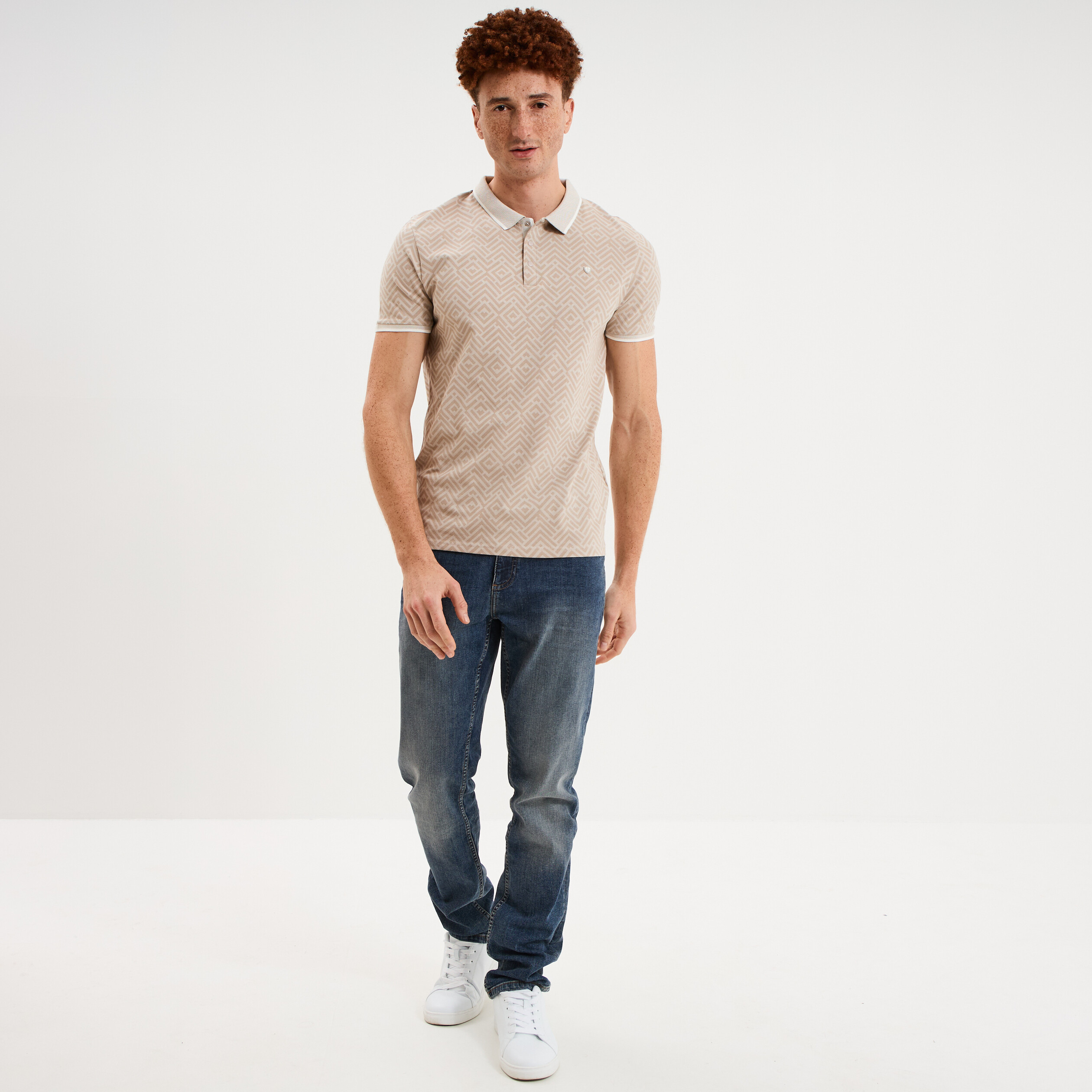Polo slim manches courtes stretch gris homme