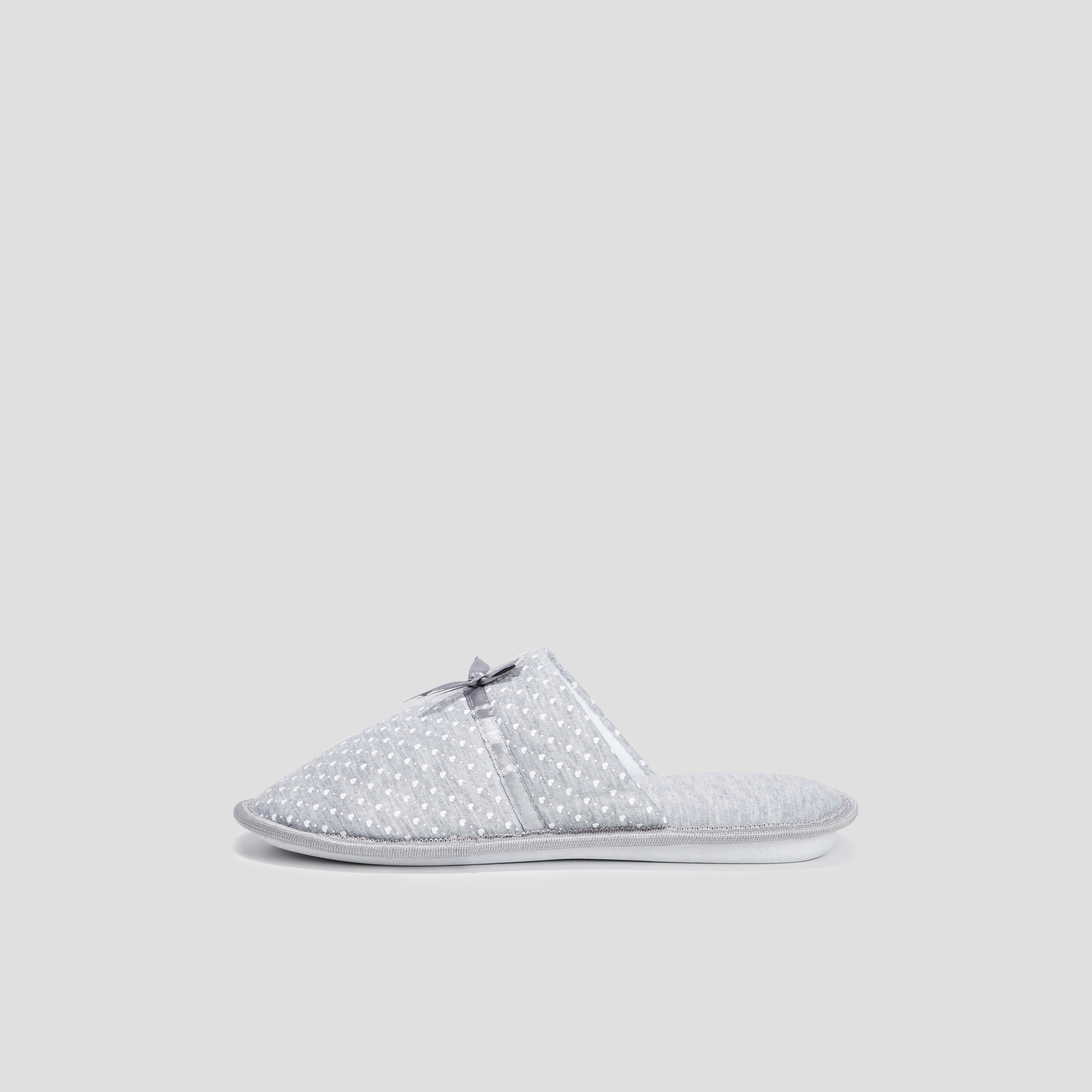 chaussons mules petits coeurs gris femme Chaussons mules petits coeurs gris femme