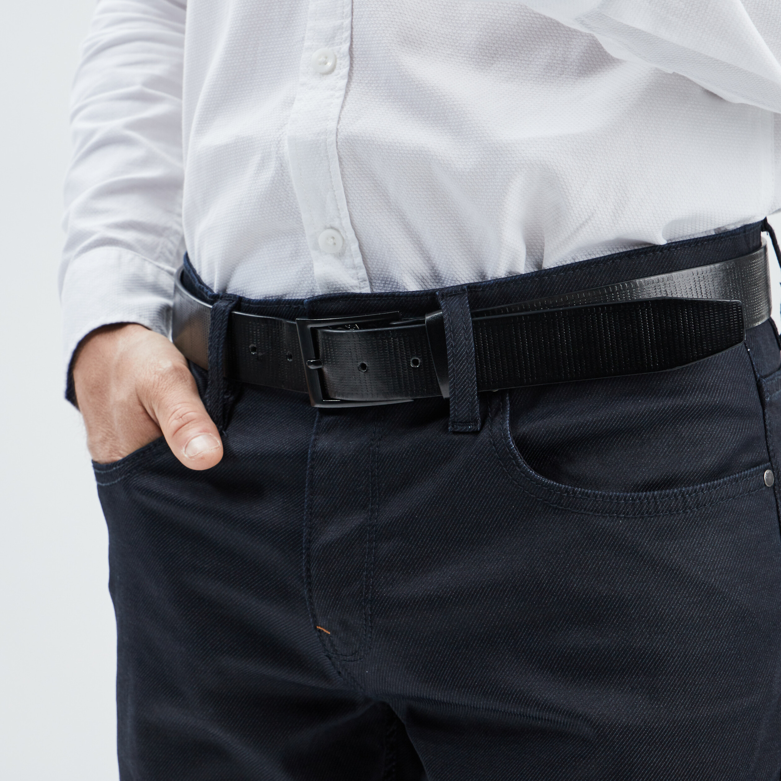 Pantalon droit Creeks denim brut enduit homme