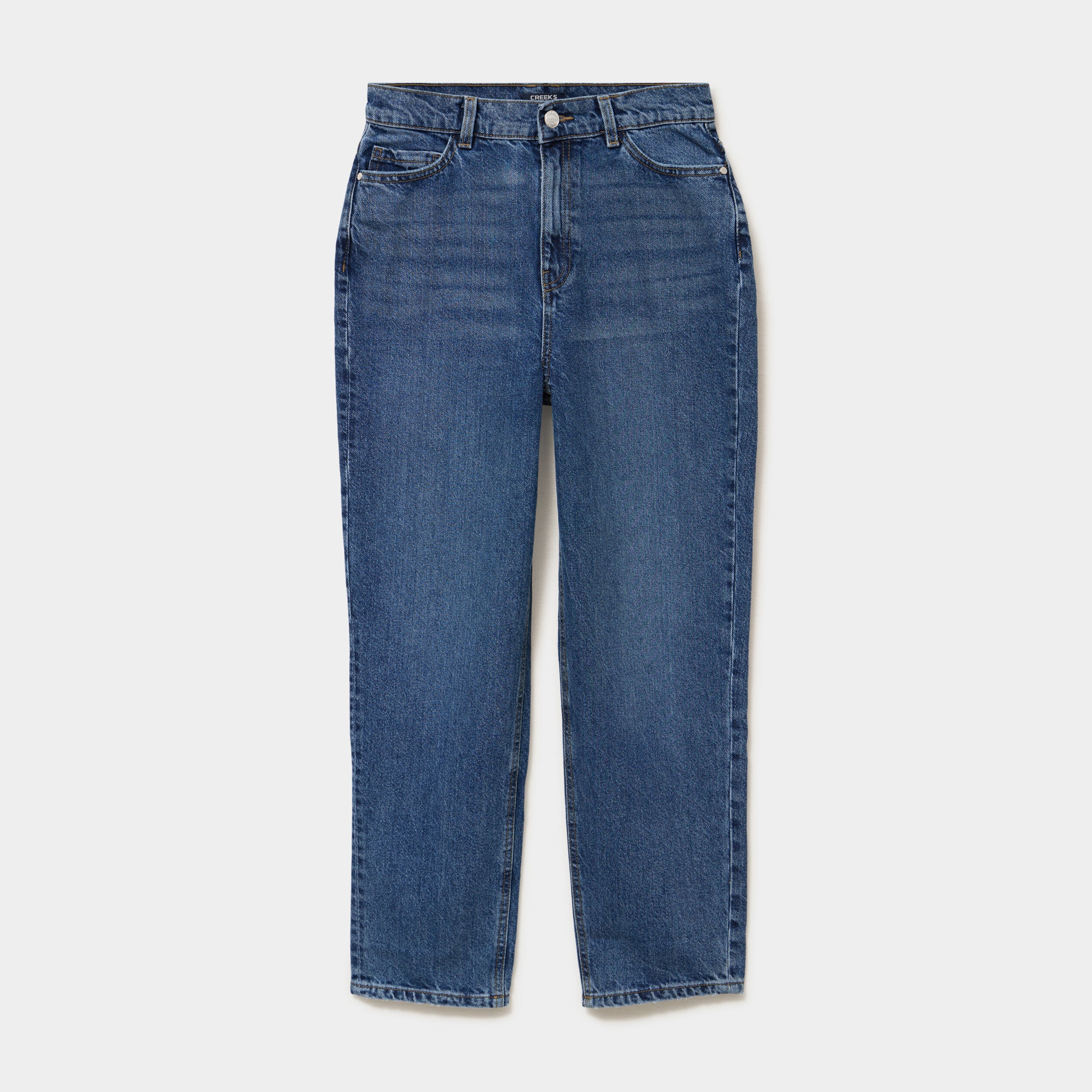 Jeans mom cropped taille haute denim stone femme