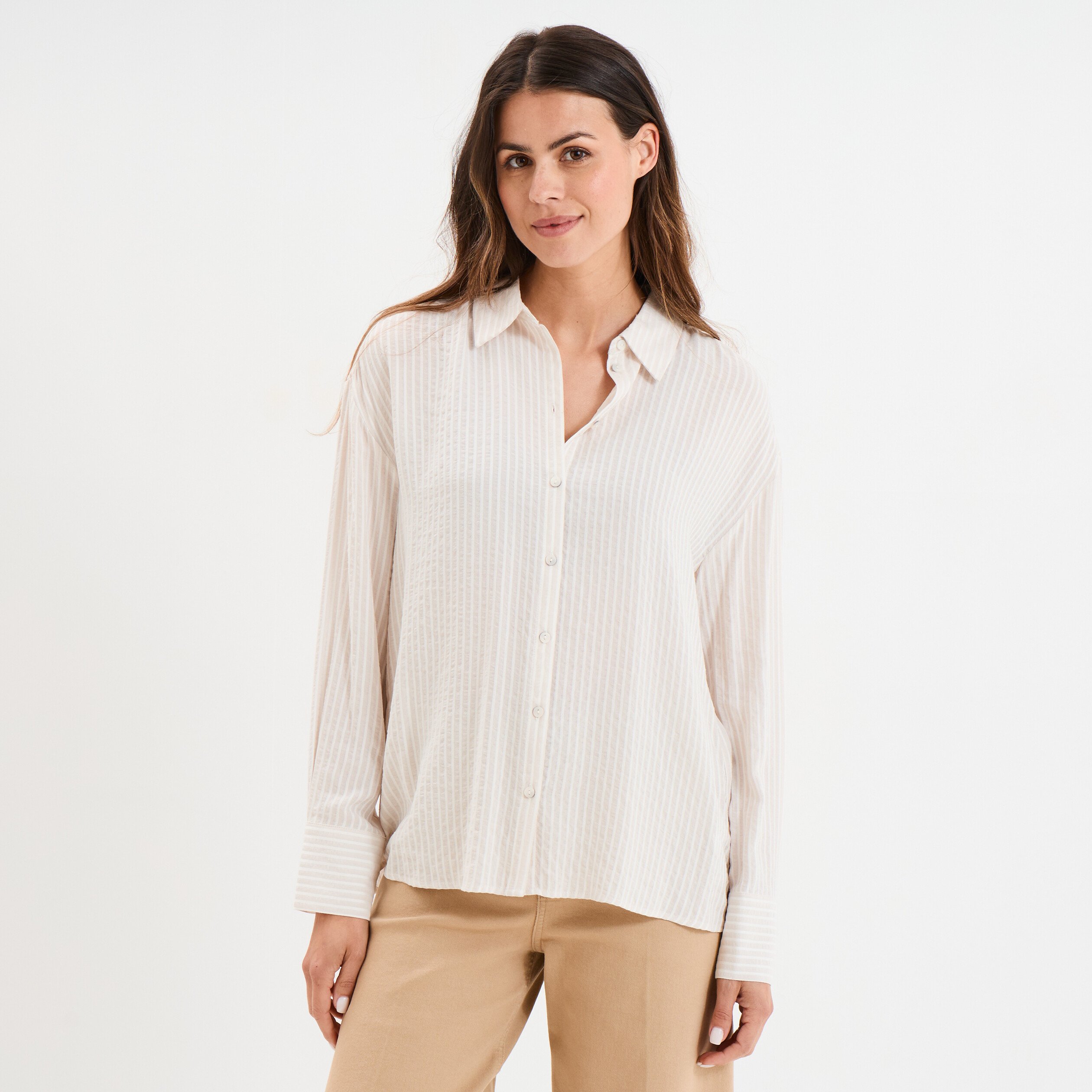 chemise manches longues beige femme Chemise manches longues beige femme