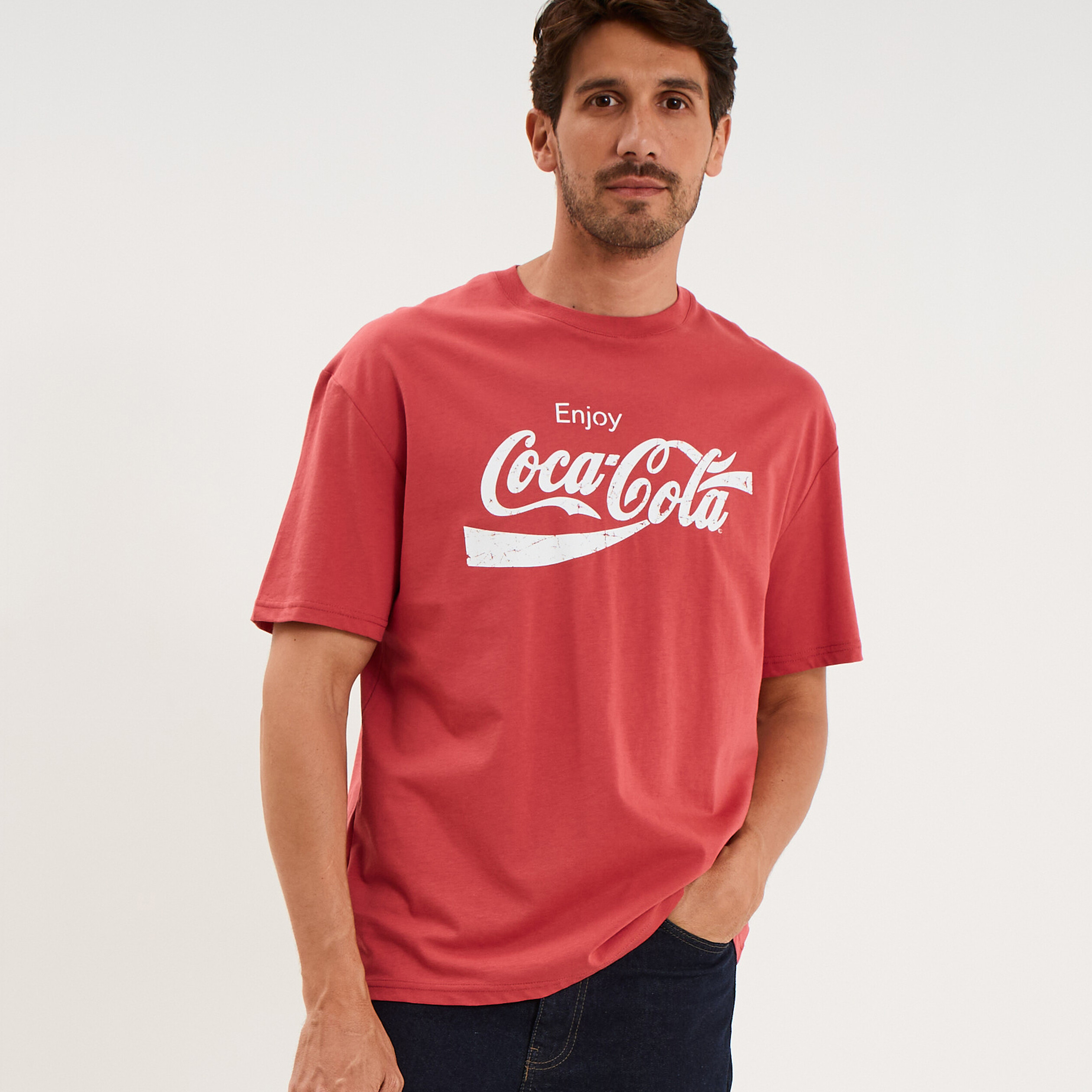 T-shirt manches courtes coton Coca-Cola rouge homme