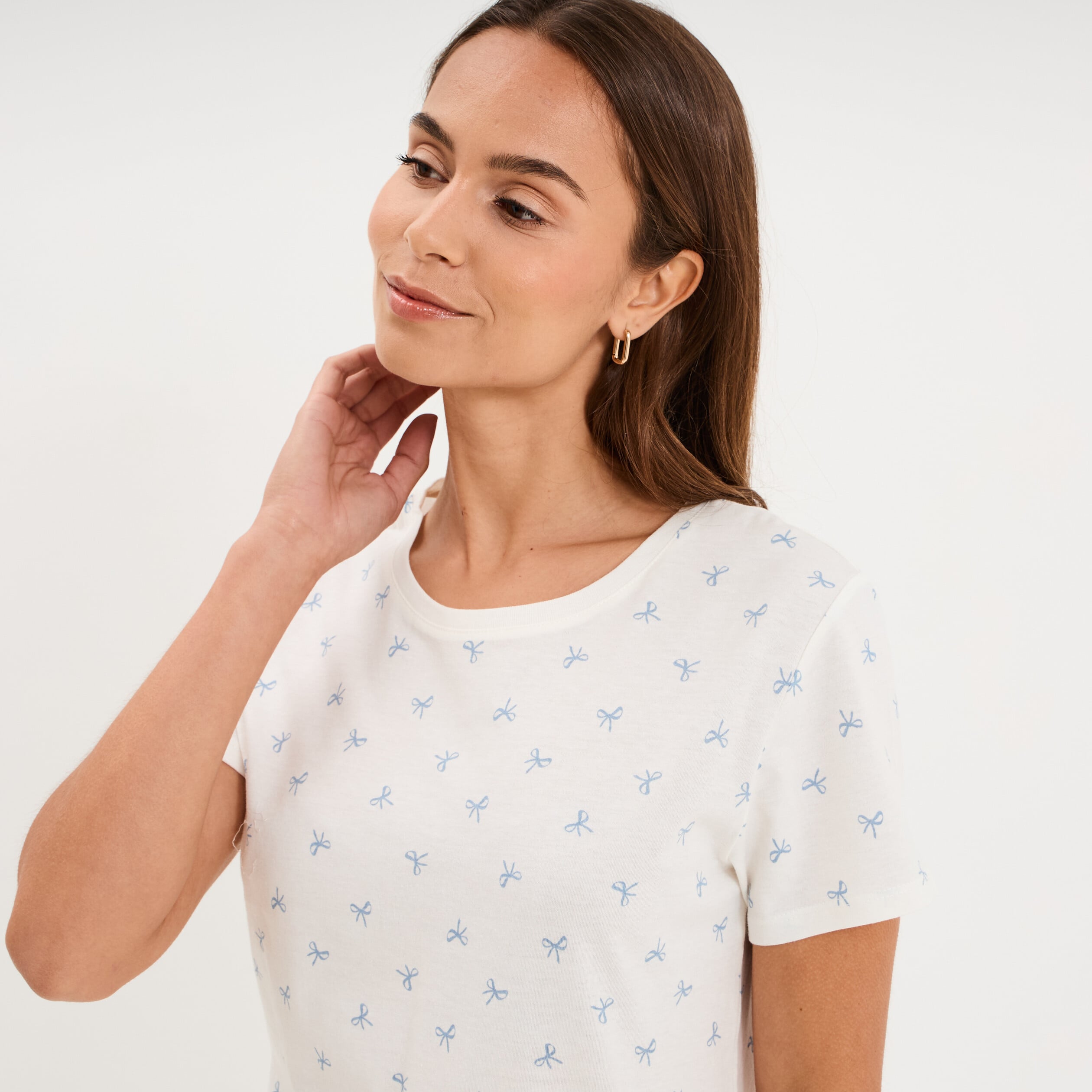 Ensemble pyjama short t-shirt coton ecru femme