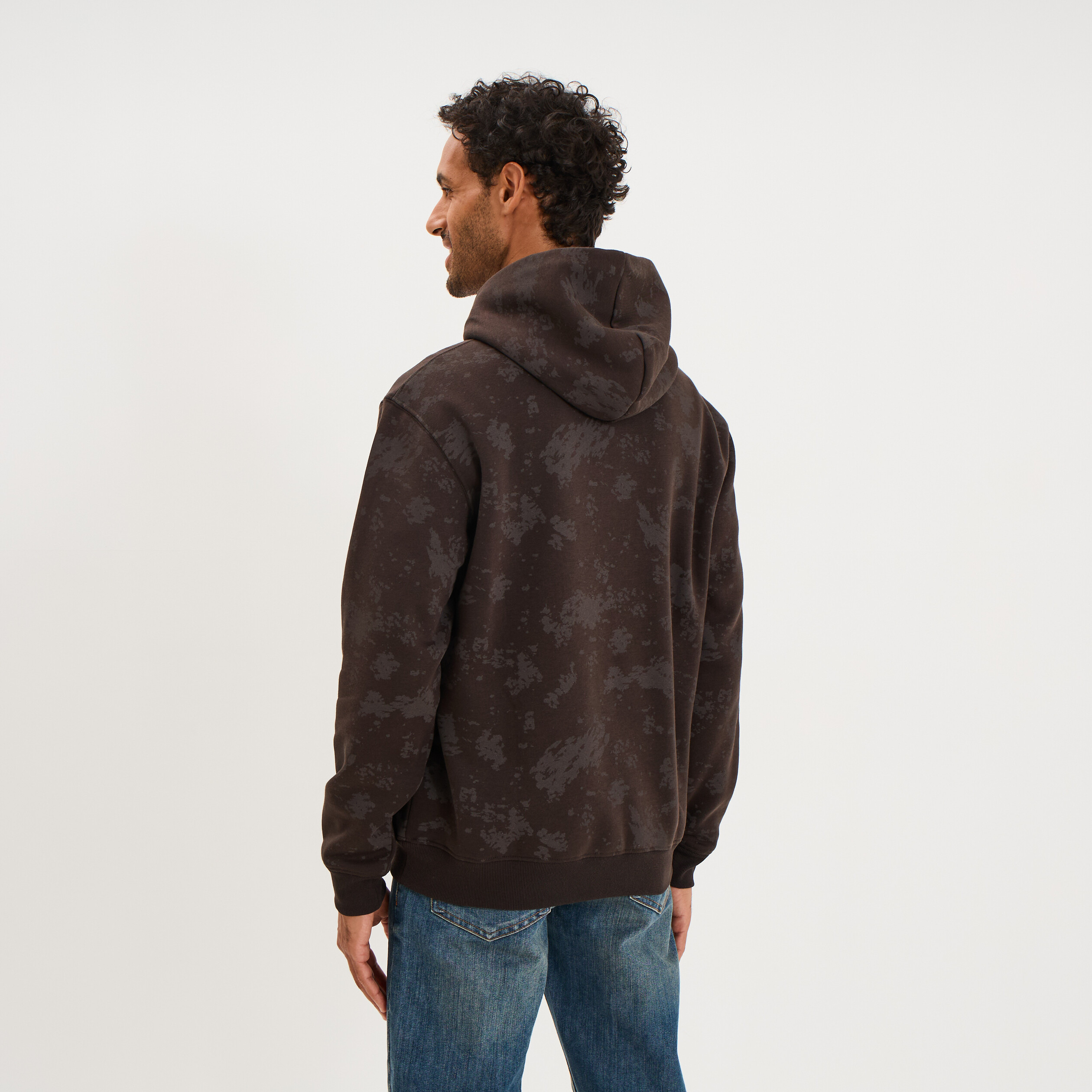 Sweat hoodie &agrave; capuche molleton marron chocolat homme